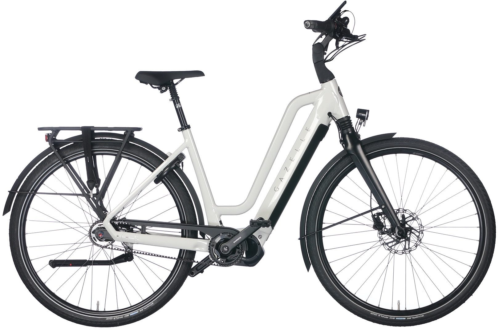 Gazelle E-Bike Gazelle Chamonix C5 HMS 630 Wh Damen weiß 2024, 5 Gang Shimano 5G Nabe mit Freilauf, Nabenschaltung, Shimano STEPS E610, 630 Wh