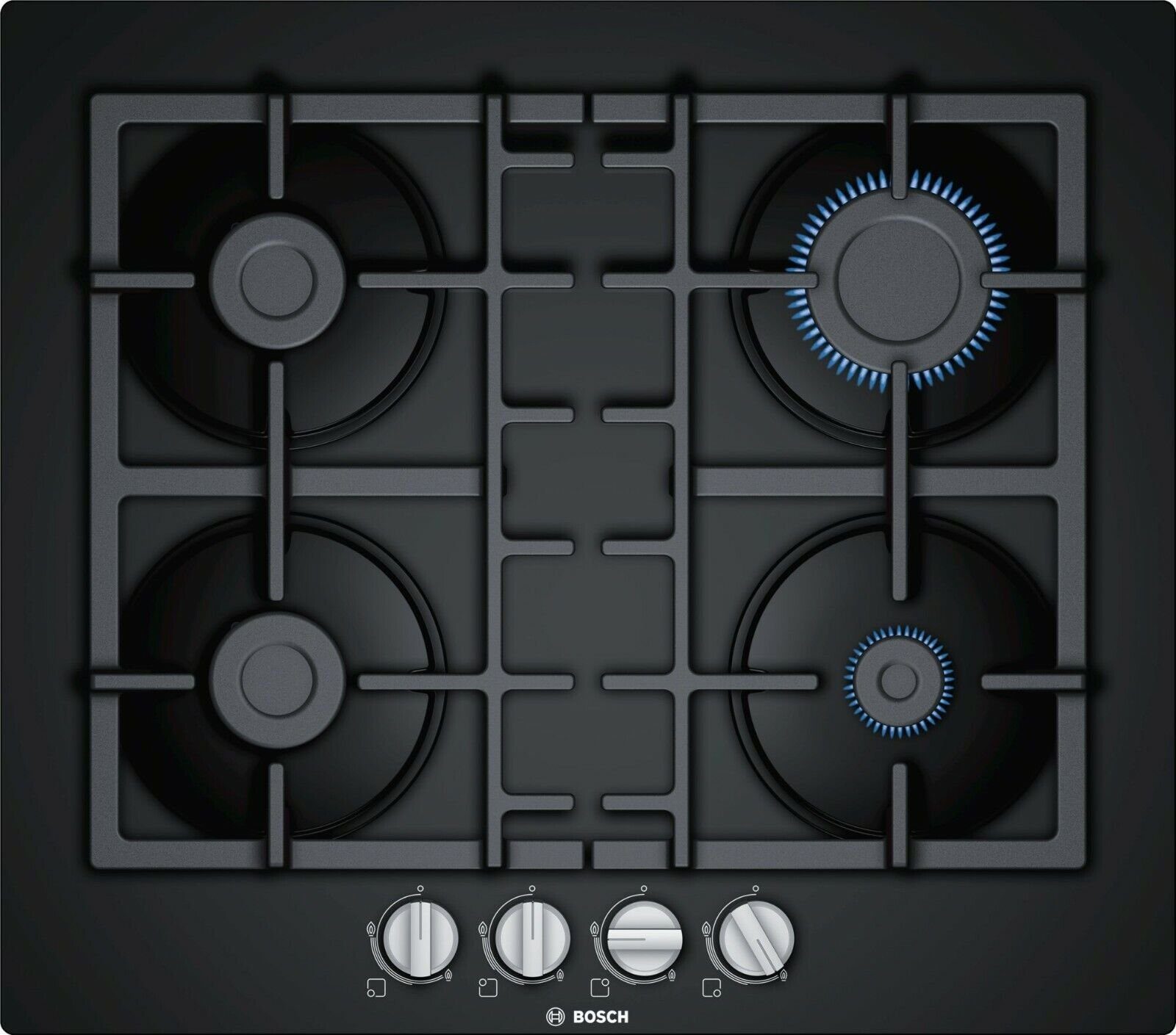 Kochfeld GAS Schwarz Elektro + BOSCH Gasherd-Set Backofen Herdset Gas Glaskeramik Autark