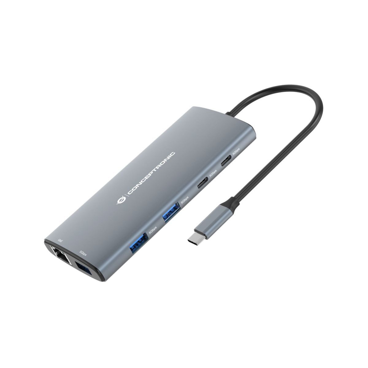 Conceptronic DONN06G 9-in-1 Docking Station Netzwerk-Switch