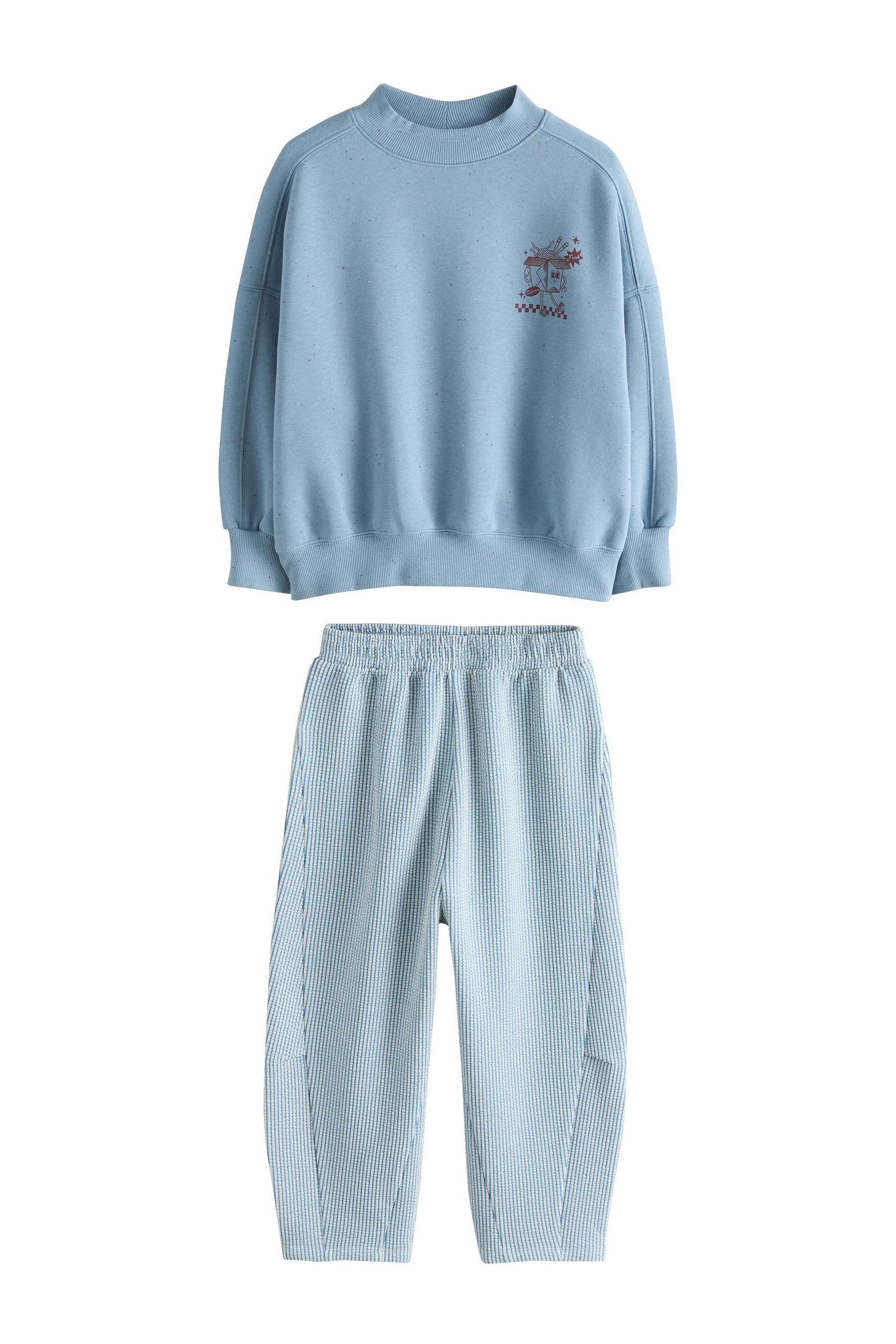 Sweatanzug Sweatshirt und strukturierte Hose im Set