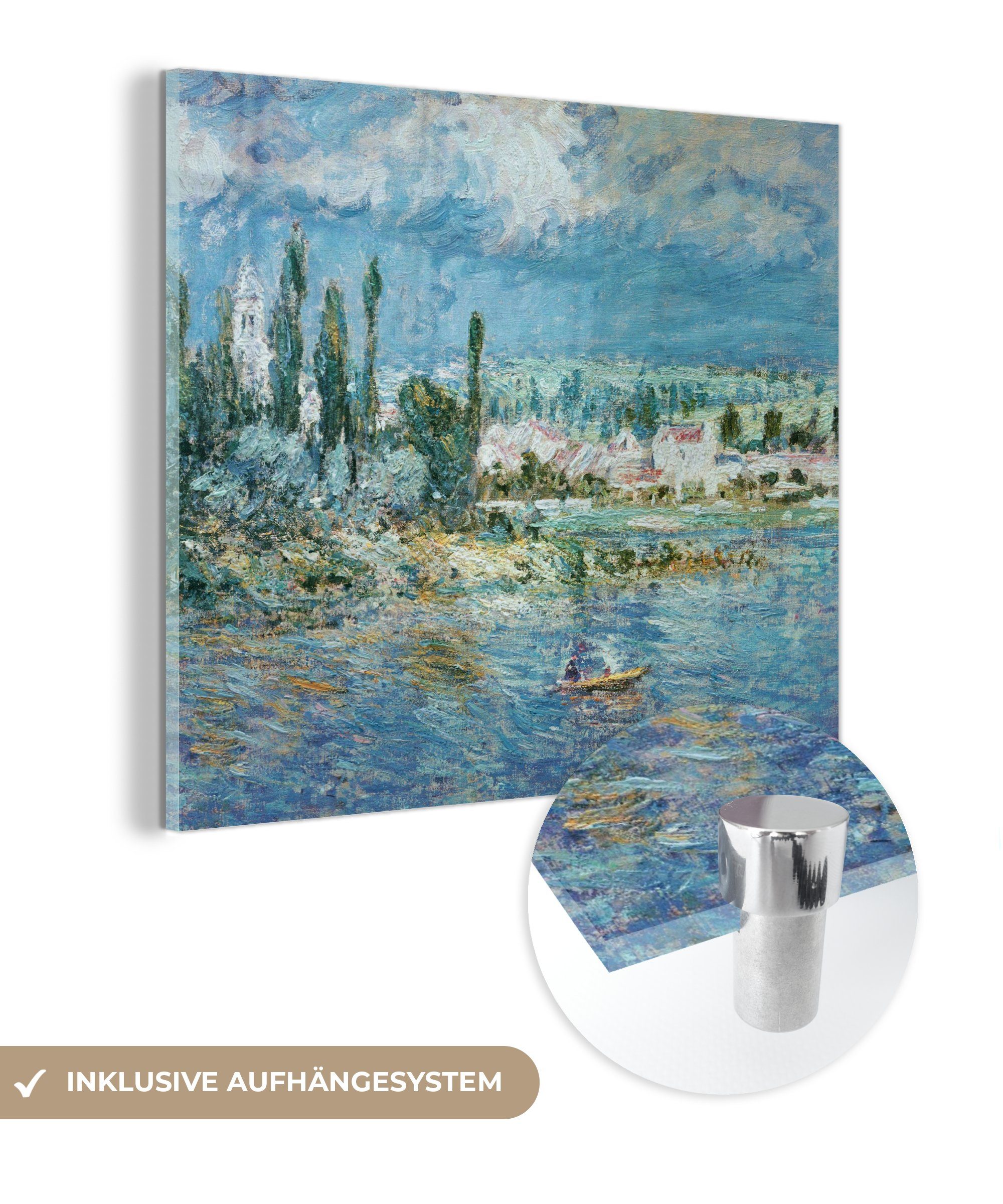 MuchoWow Acrylglasbild Landschaft mit Gewitter - Claude Monet, (1 St), Glasbilder - Bilder auf Glas Wandbild - Foto auf Glas - Wanddekoration