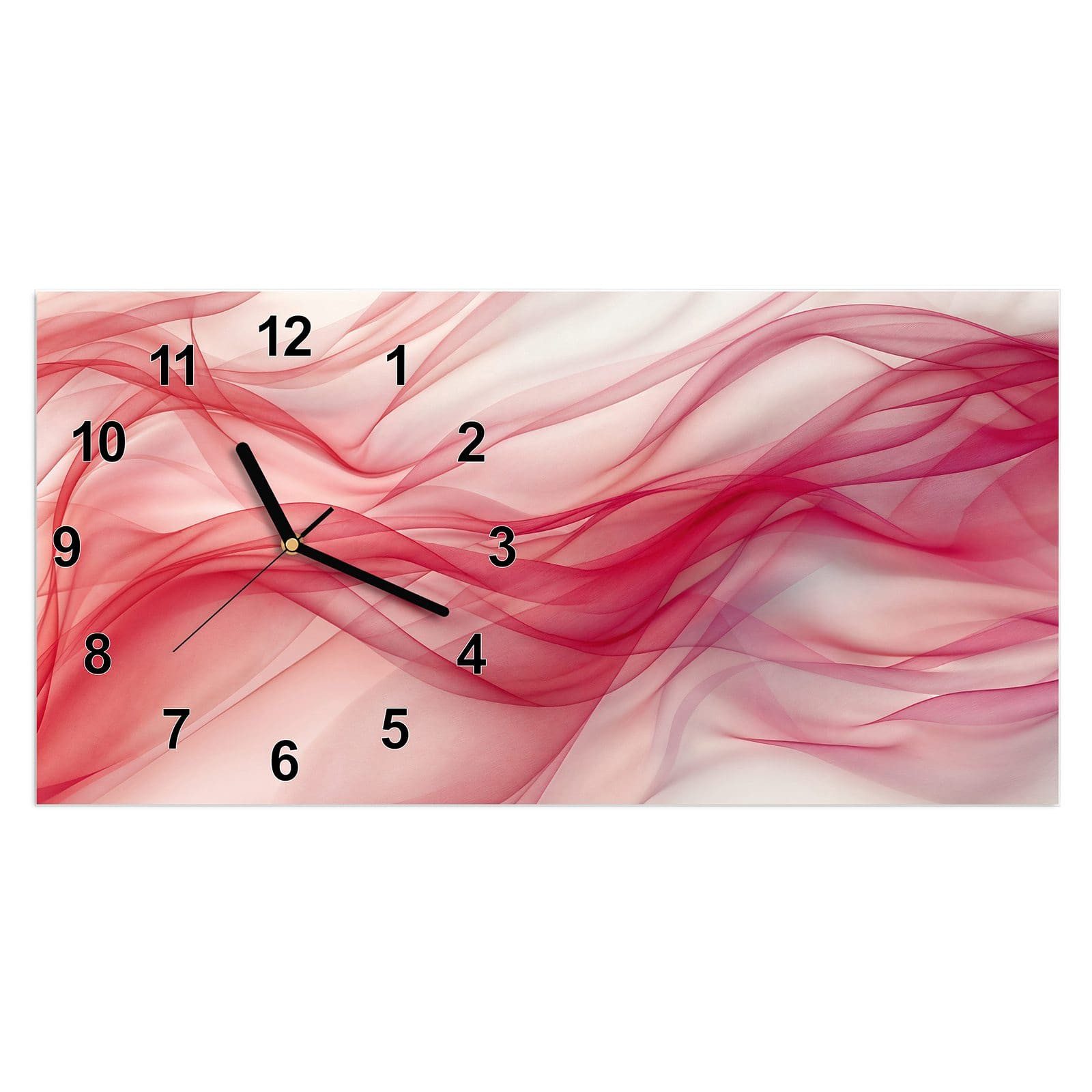 Wanduhr Glasuhr Wandkunst Größe 60 x 30 cm mit Motiv Seidenschleier