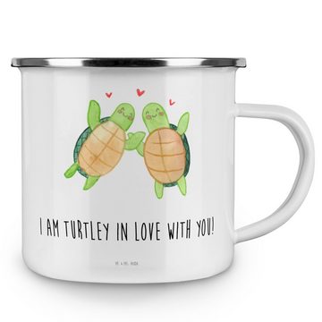 Mr. & Mrs. Panda Becher Schildkröten Paar - Weiß - Geschenk, Valentinstag, Hocheitstag, Metal, Emaille, Ästhetisch & langlebig