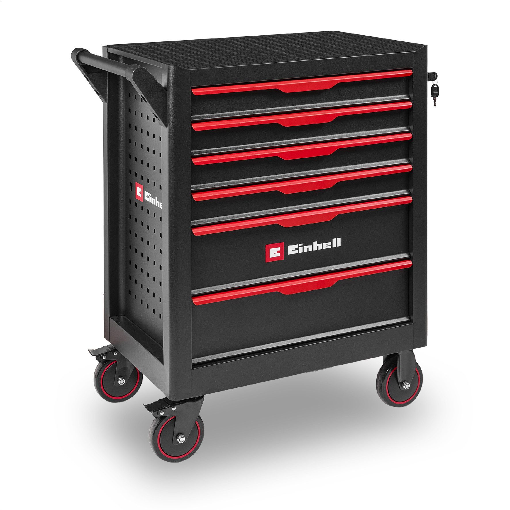Einhell Werkstattwagen, 6 Schubladen, Interlock-System, kugelgelagerte Führungsschienen