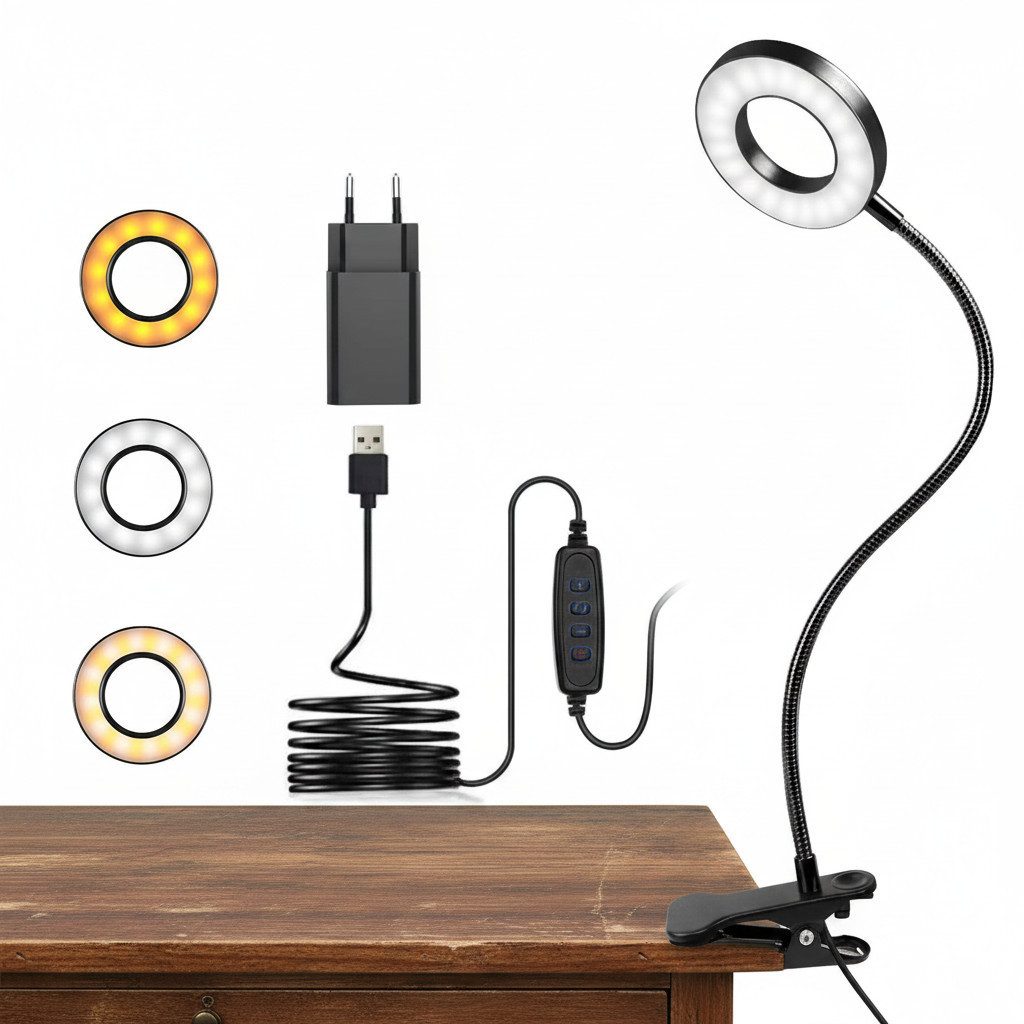 fullarrive LED Leselampe LED Leselampe Klemme 48 LEDs 3 Modi 10 Stufen USB flexibel