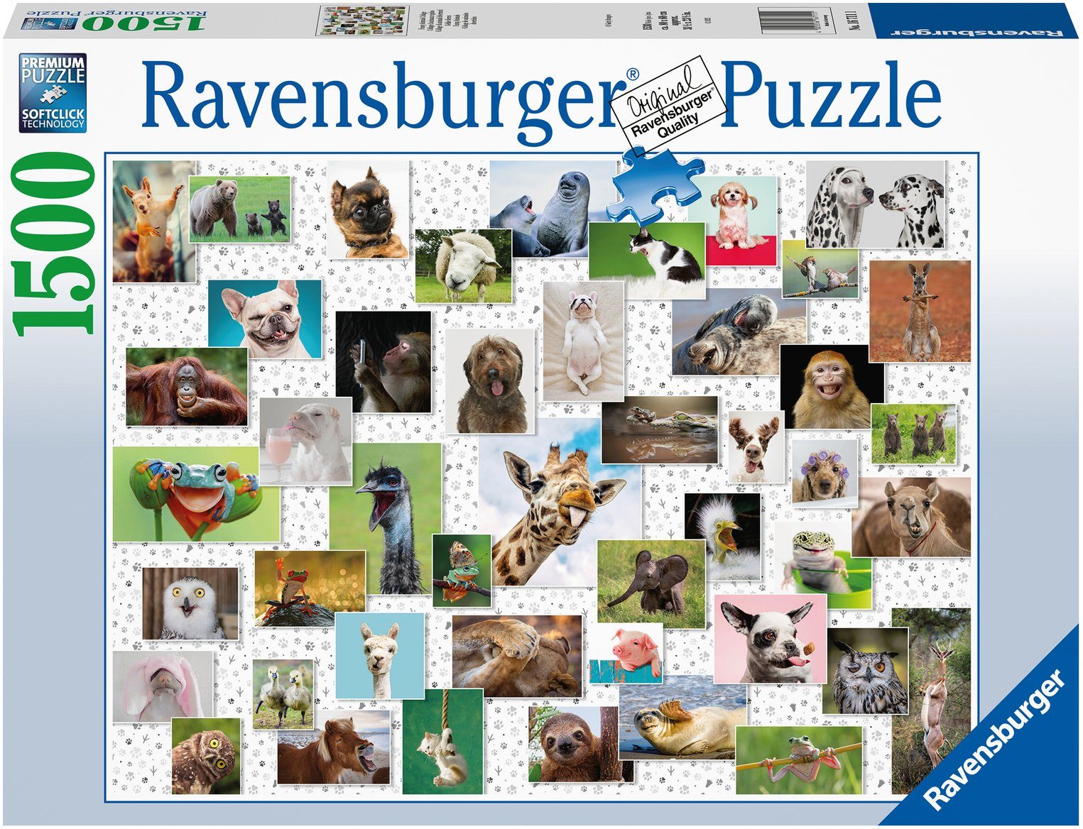 Ravensburger Puzzle Funny Animals Collage, 1500 Puzzleteile, Made in Germany, FSC® - schützt Wald - weltweit