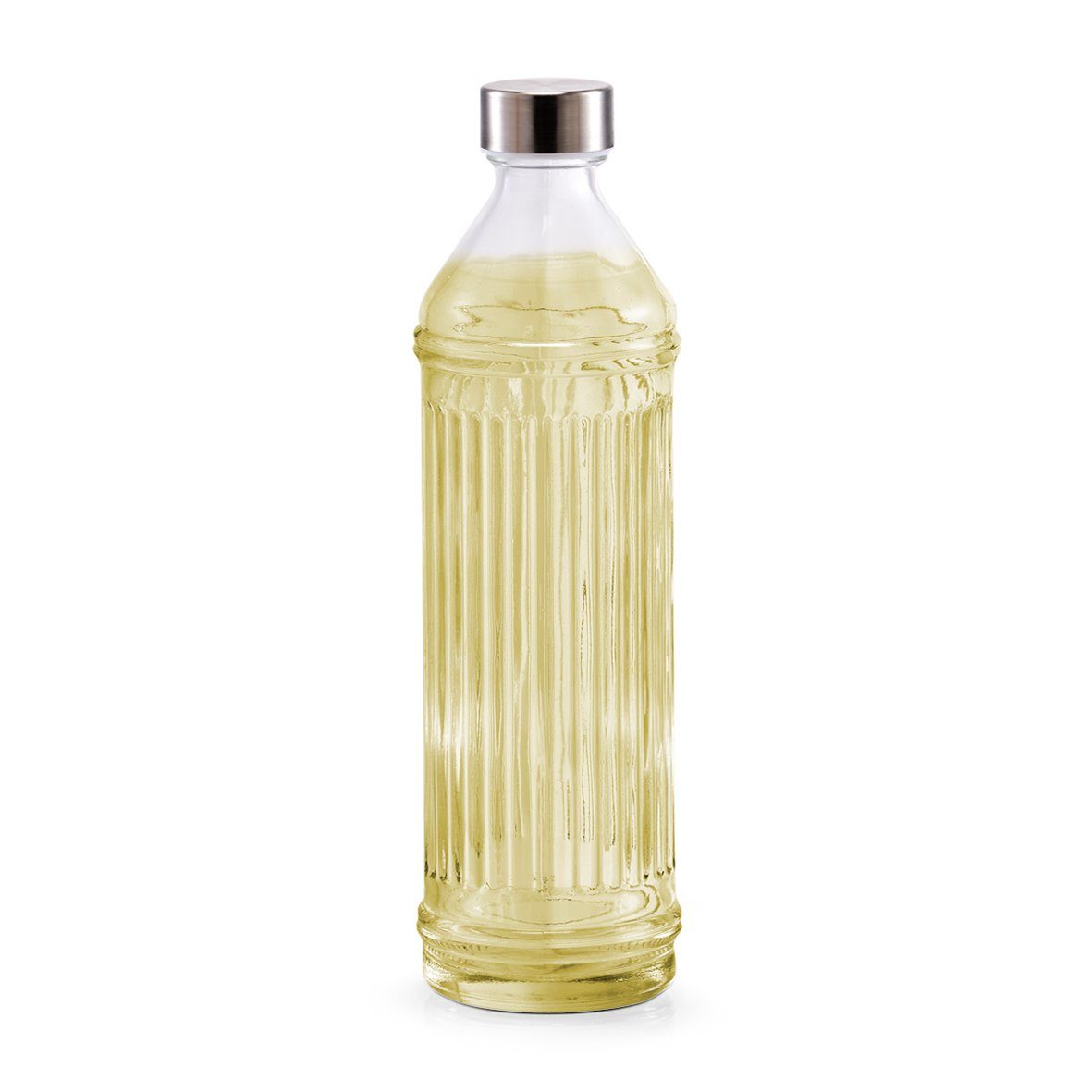 Zeller Present Trinkflasche Glasflasche, ml, glass) transparent, cm /Edelstahl, Ø8,5 Glas 970 x (soda lime 30