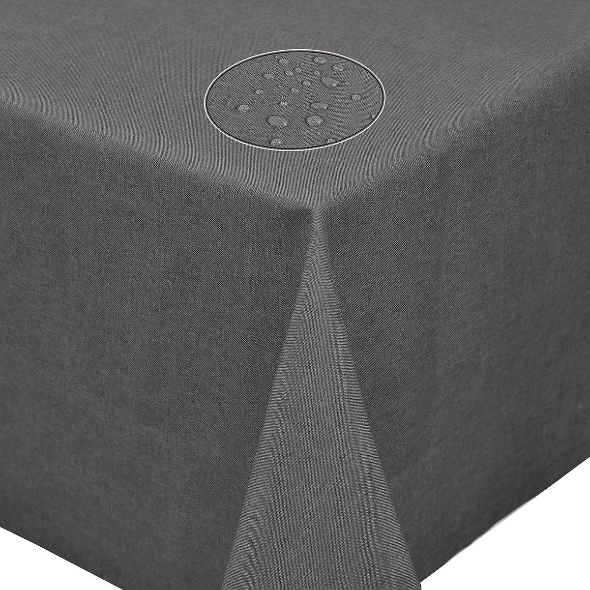 WOLTU TD3051gr Tischdecke Tischtuch Leinendecke Leinen Optik Lotuseffekt Fleckschutz pflegeleicht abwaschbar schmutzabweisend Farbe & Größe wählbar Rund 140 cm Grau