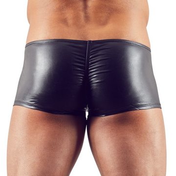 Svenjoyment Boxershorts Wetlook Herren Boxer-Shorts mit Reißverschlüssen - schwarz (1-St) glänzend