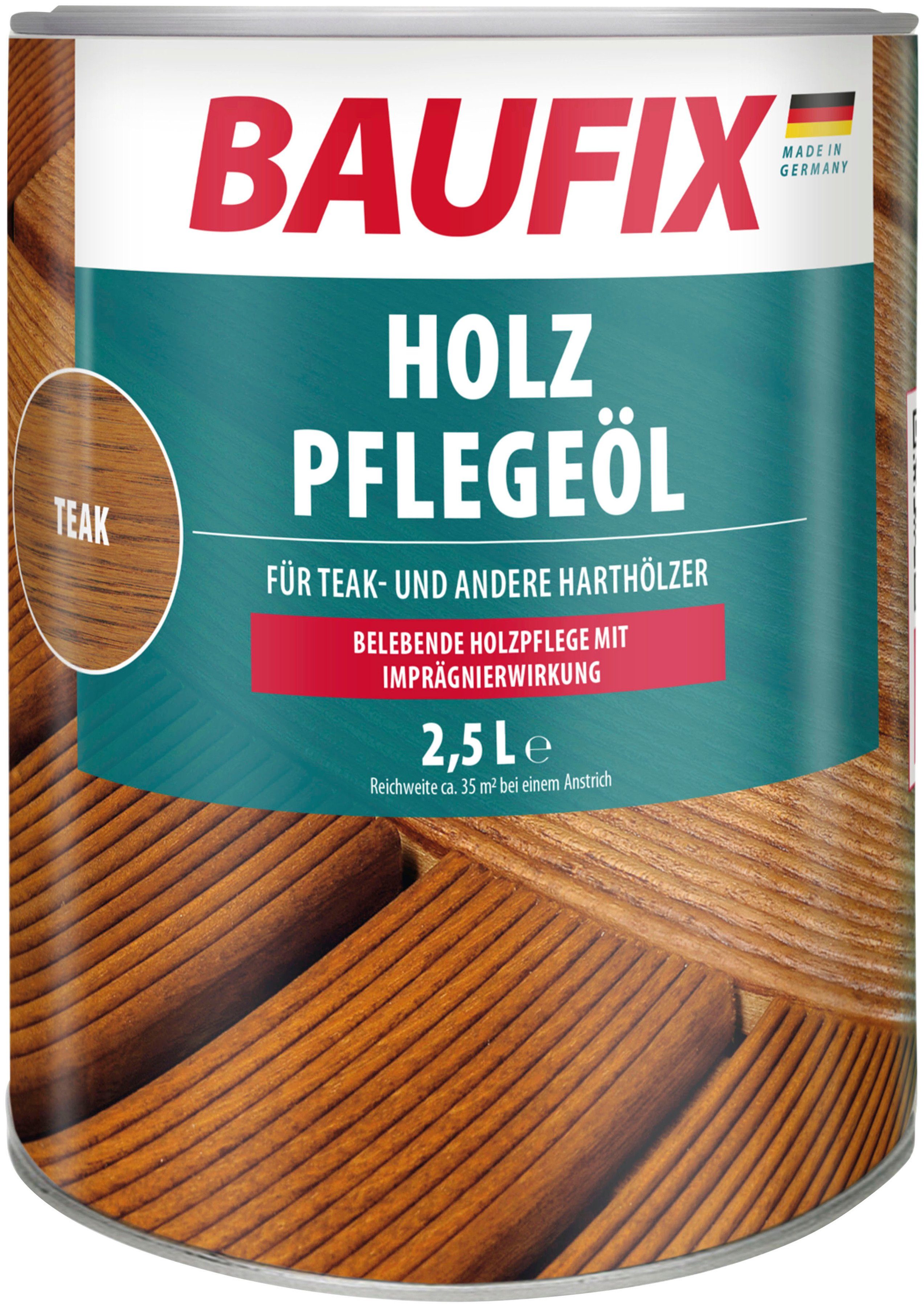 Baufix Hartholzöl Holz-Pflegeöl, imprägnierwirkung, tiefenwirksam, 2,5L, seidenmatt teak