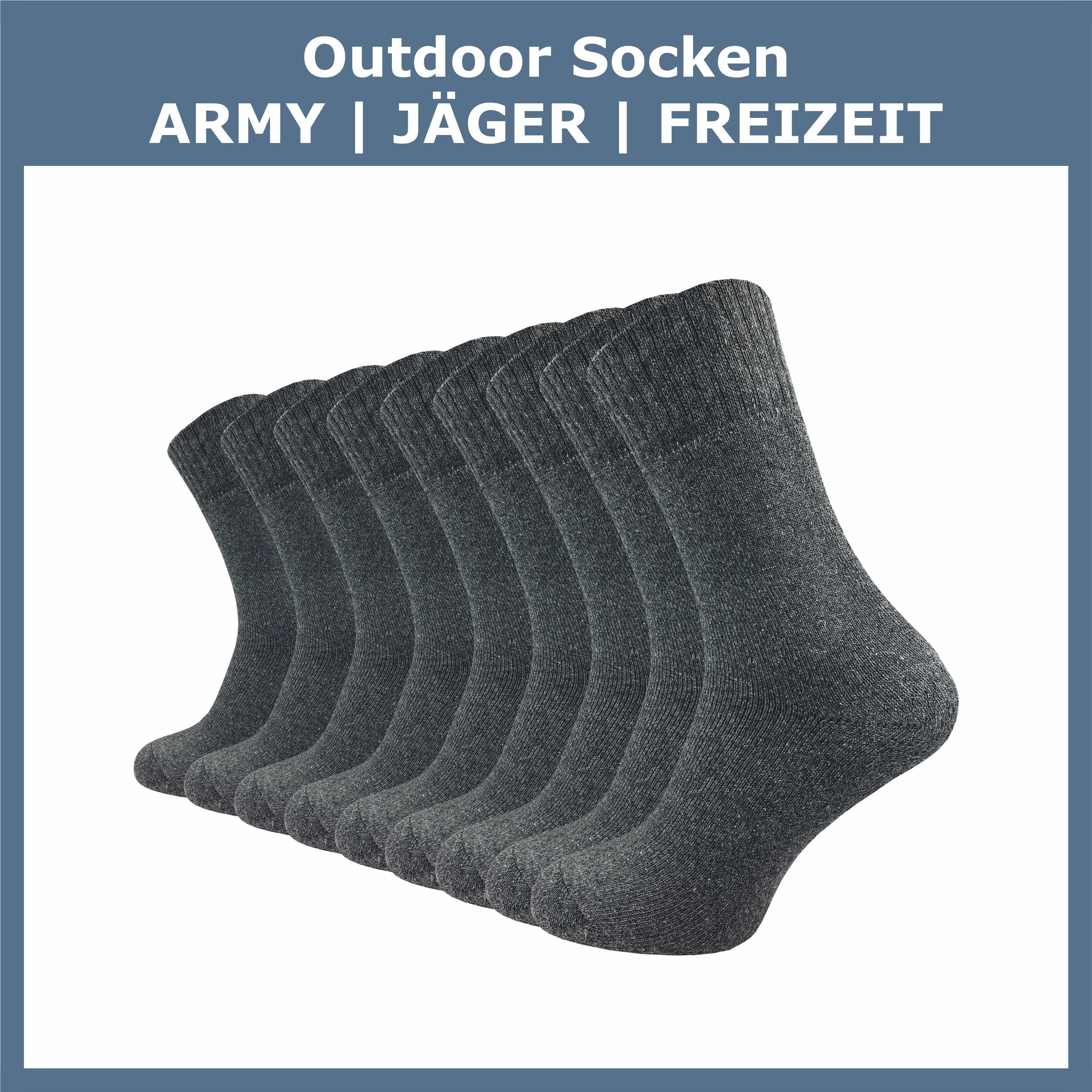 GAWILO Freizeitsocken für Herren - warme Socken für Jäger - Armysocken uni & mit Jagdmotiv (9 Paar) mit gepolsterter Frotteesohle, verfügbar in grün, grau & schwarz