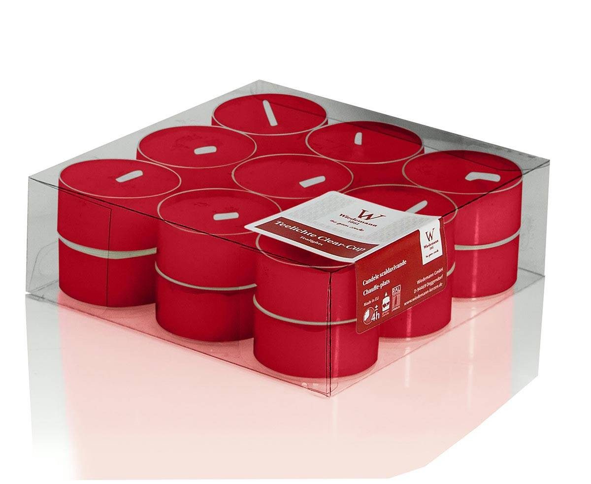 INNA-Glas Teelicht 18er Set Deko Kerze Kenny, rubinrot, 1,8cm, Ø 3,8cm, 4h