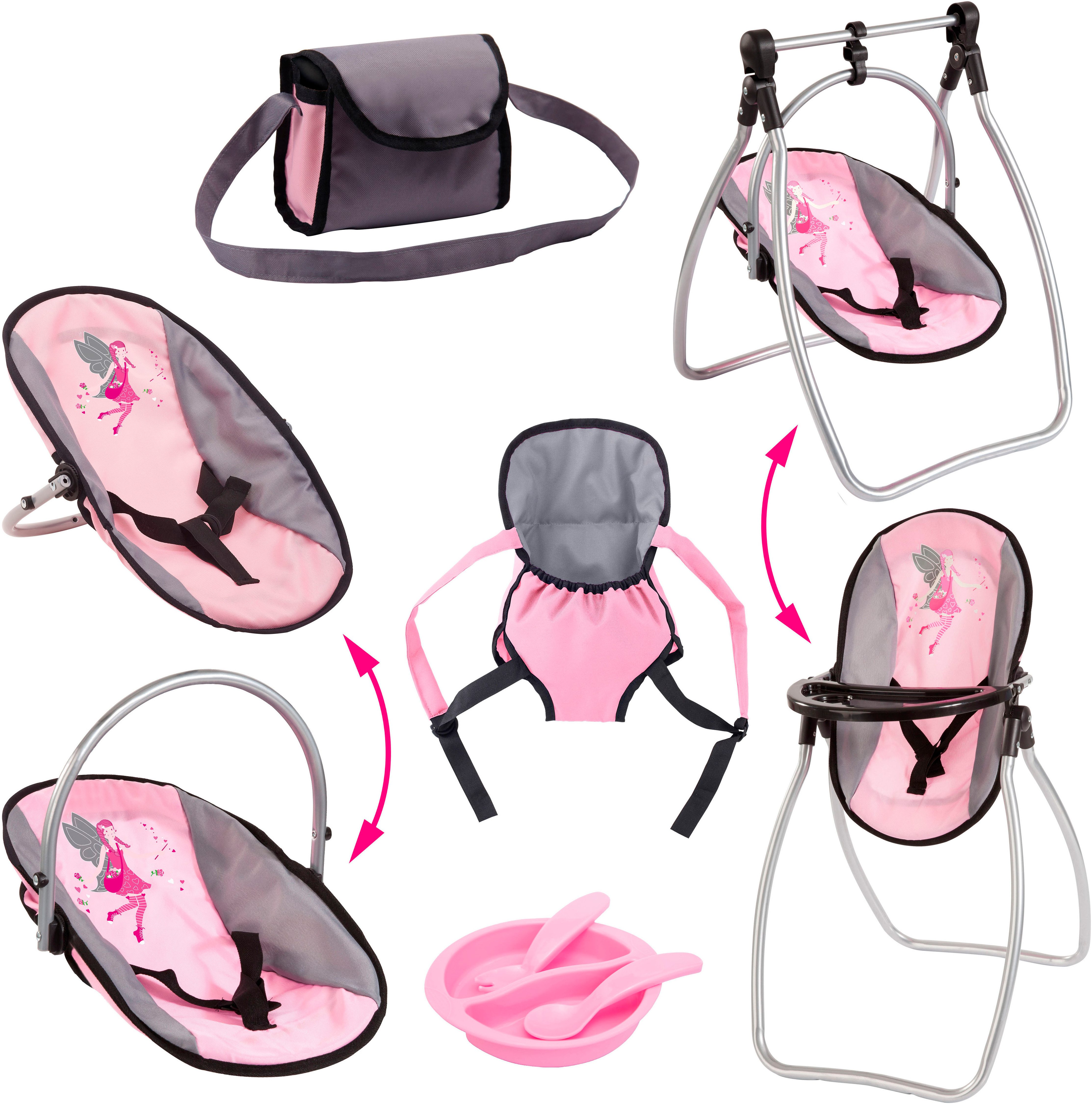 Bayer Puppen Accessoires-Set Vario rosa/grau, (Set, günstig online kaufen