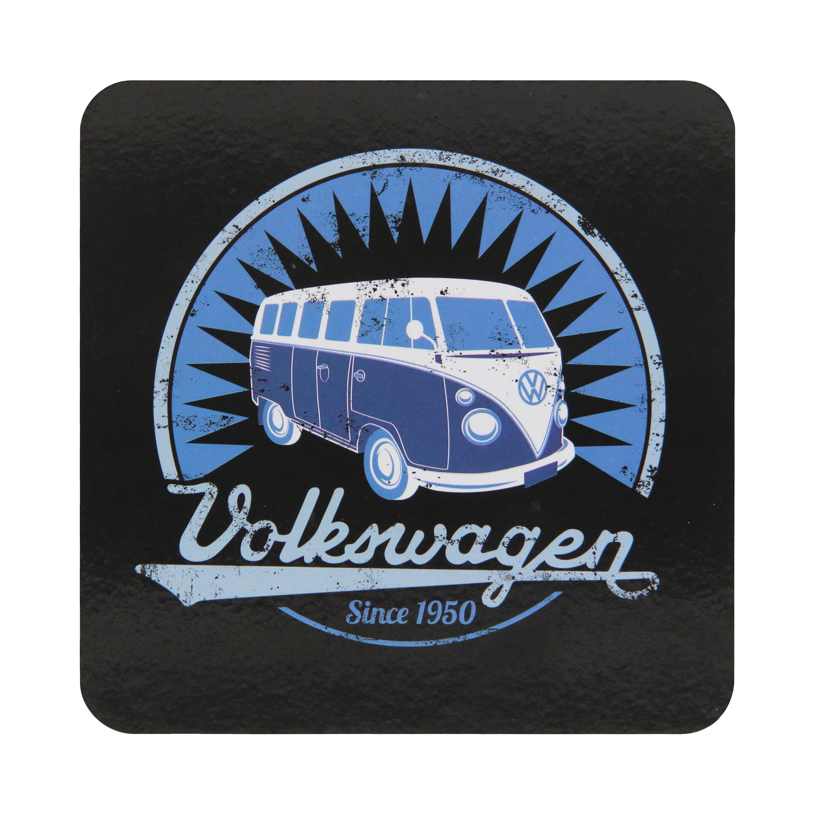 T1 Getränkeuntersetzer Vintage abwischbare Logo/4 Vintage 4, Bulli by 4-tlg., Glasuntersetzer Beschichtung, 4 VW mit Volkswagen BRISA Kork-Untersetzer mit Logo in VW Farben Farben MDF Collection