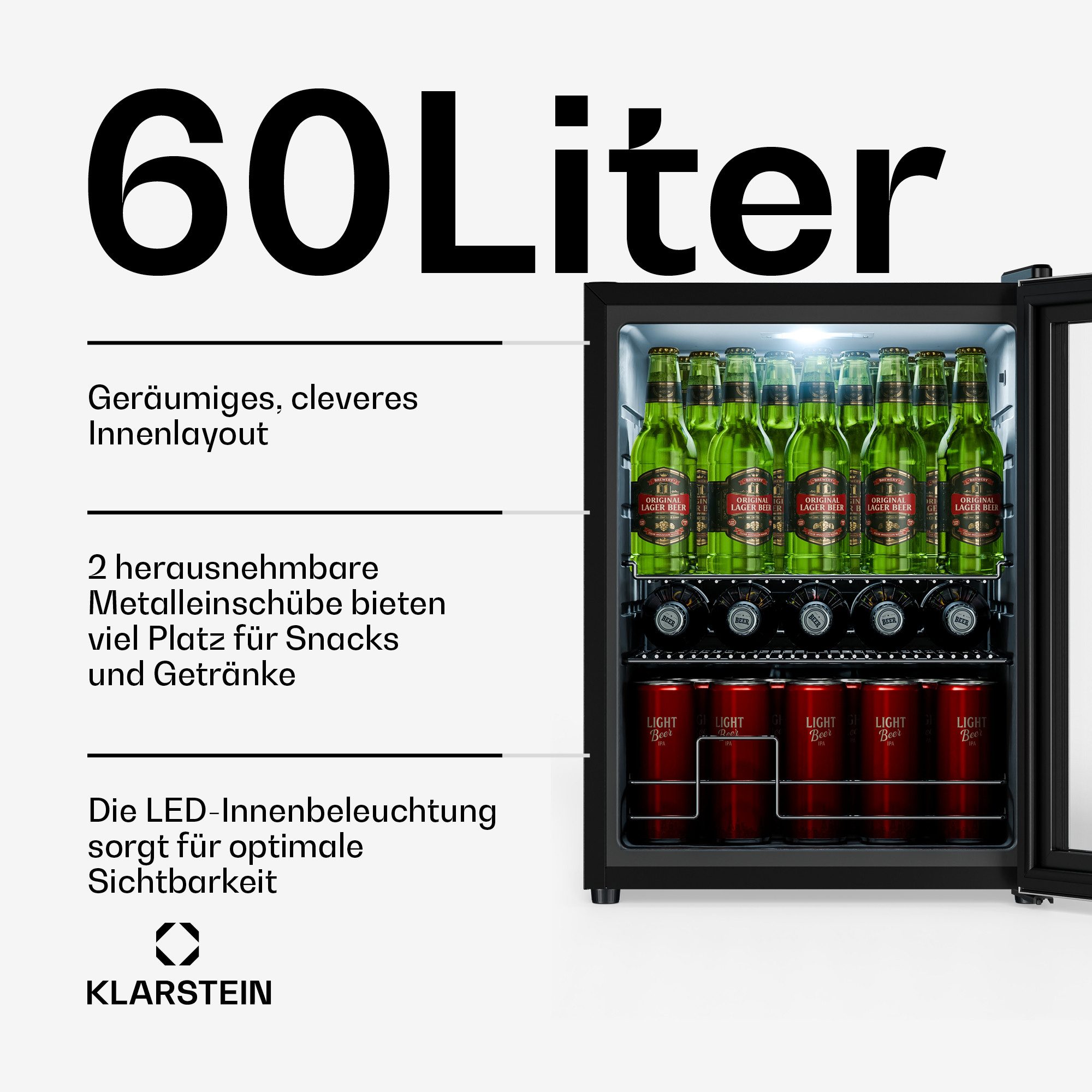 Klarstein Getränkekühlschrank 10047758, 64 cm hoch, 47.4 cm breit