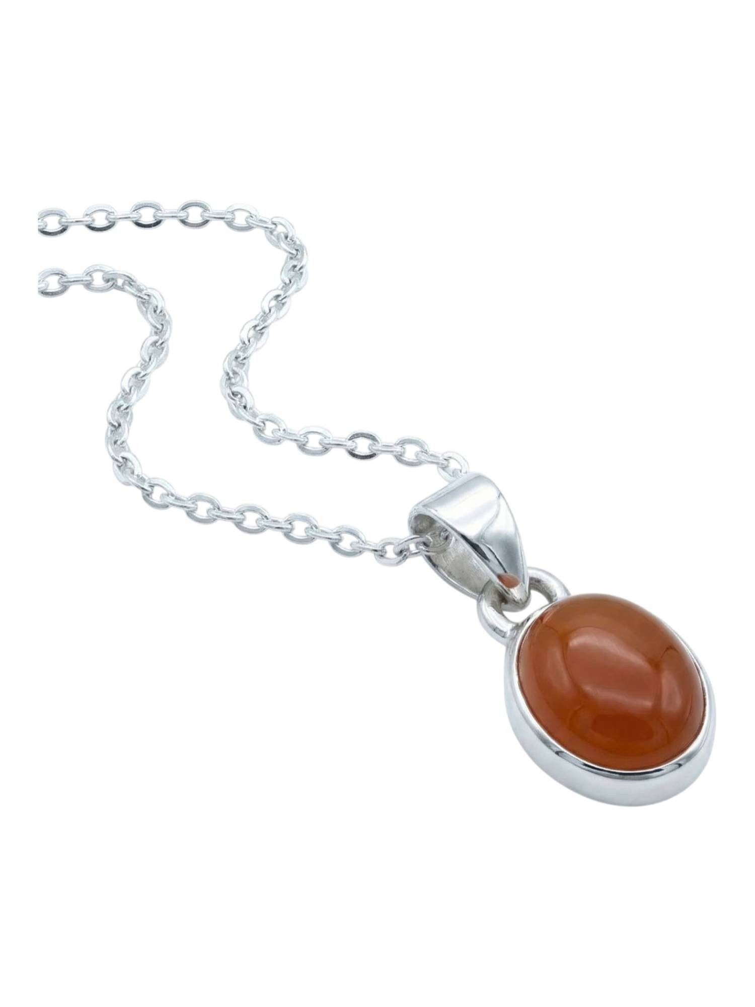 Kette mit Anhänger SAMA oval aus 925 Silber mit Karneol