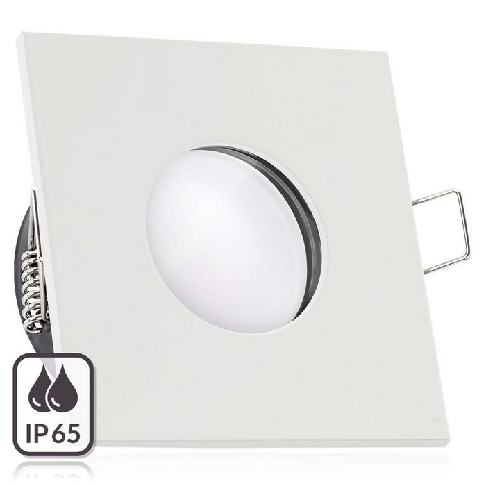 LEDANDO LED Einbaustrahler IP65 RGB CCT LED Einbaustrahler Set extra flach in weiß mit 5W Leuchtmittel von LEDANDO - RGB + Warm bis Kaltweiß - inkl. WiFi APP-Steuerung - Tuya Smart Life - Badezimmer CN11271
