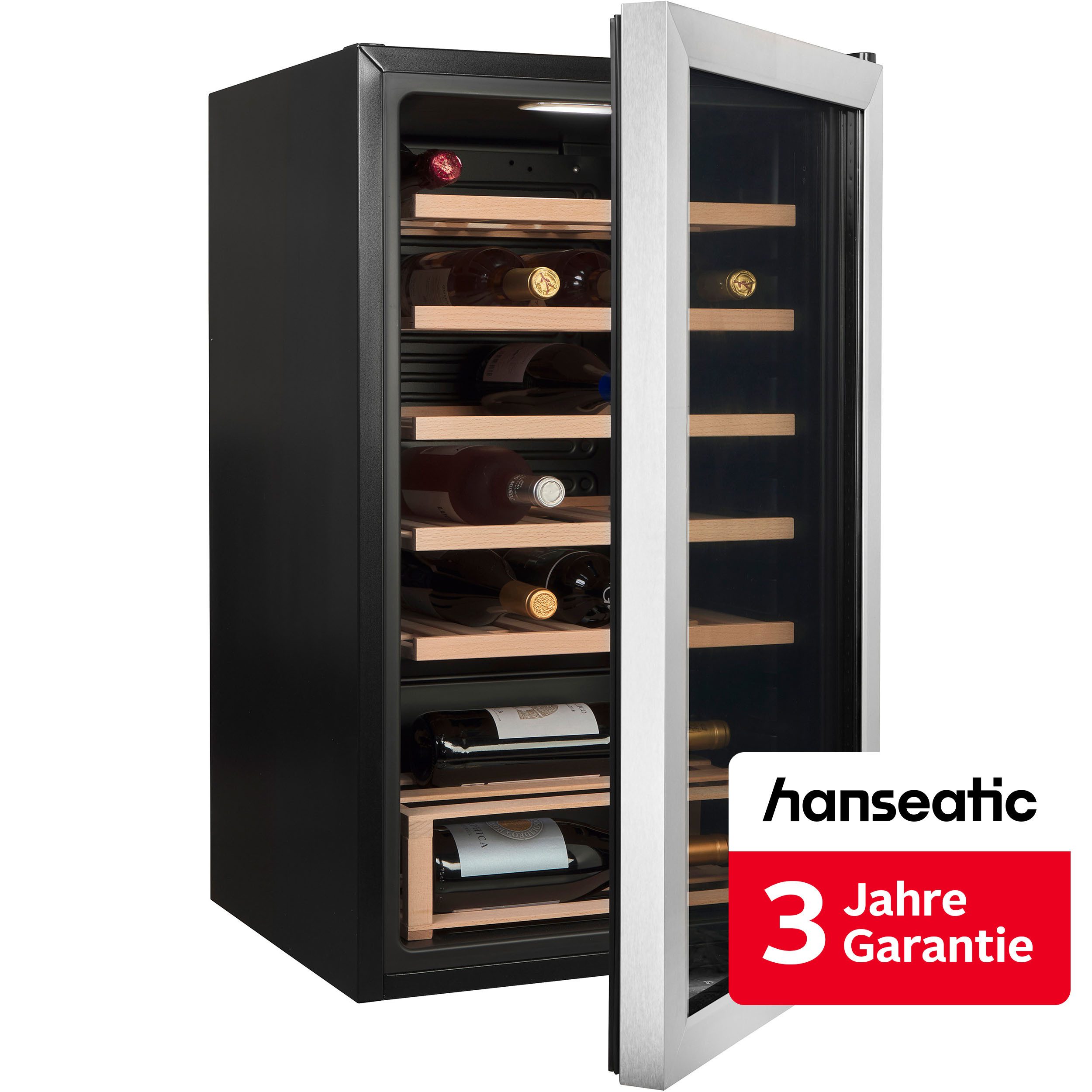 Hanseatic Weinkühlschrank HWC24FCBH-2, für 24 Standardflaschen á 0,75l,inkl. 3 Jahre Herstellergarantie