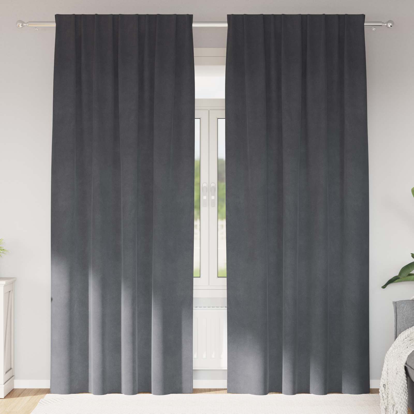 vidaXL Vorhang Vorhänge 2 stk. Hellgrau 140 x 260 cm Samt (2 St), Samt – Bild 2 von 5