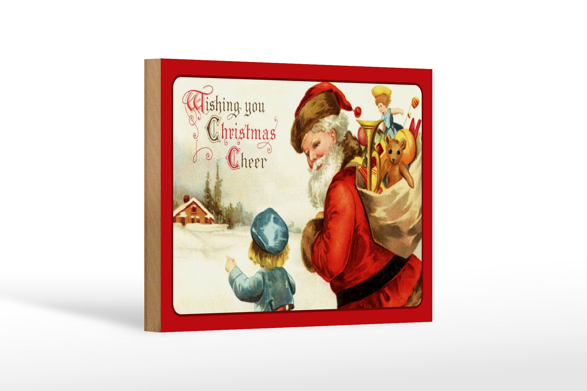 Femer GmbH Holzbild Weihnachtsmann Santa Claus Christmas 18x12 cm, Feste und Feiertage (1 St), Glatte Holzfaserplatte (MDF), vorn beschichtet