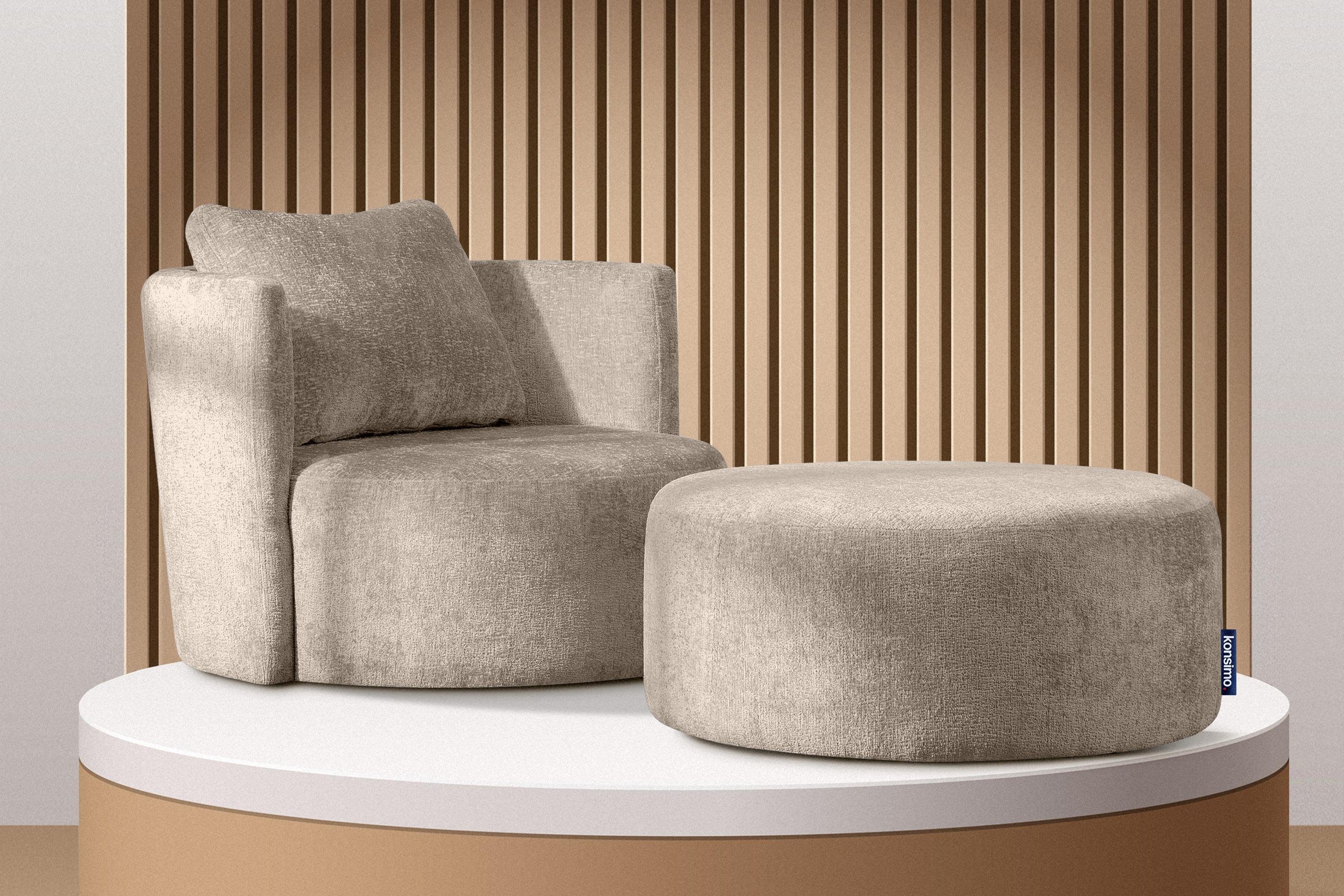 Stil Chenille, Konsimo 360° Pouf, Polsterhocker mit Sitzhocker im RAGGI modernistischen Drehfunktion,