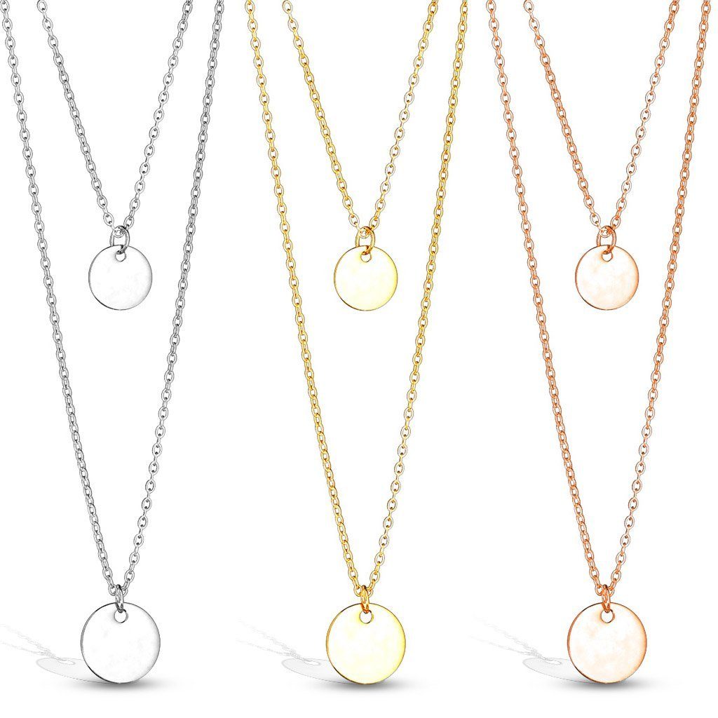 viva-adorno Edelstahlkette Doppelkette 50cm Damenkette Coin Kette, Plättche günstig online kaufen