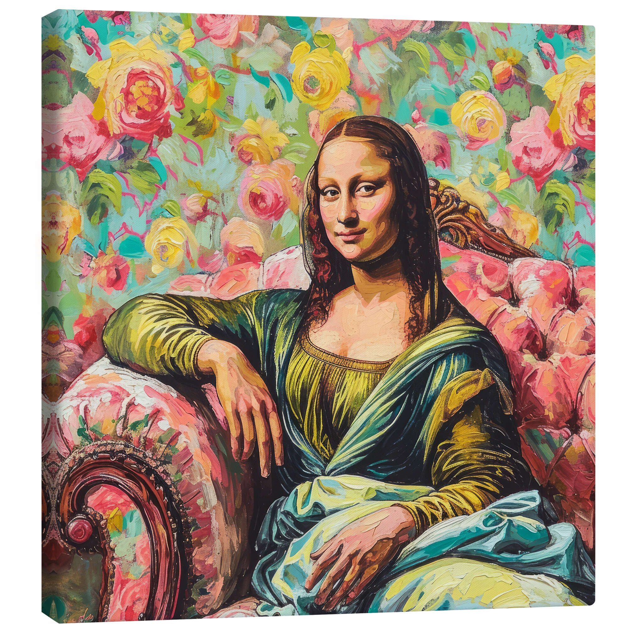 Posterlounge Wandbild Mona Lisa auf dem Sofa, DejaReve, erhältlich als Poster, Leinwandbild, Wandsticker oder Acrylglasbild