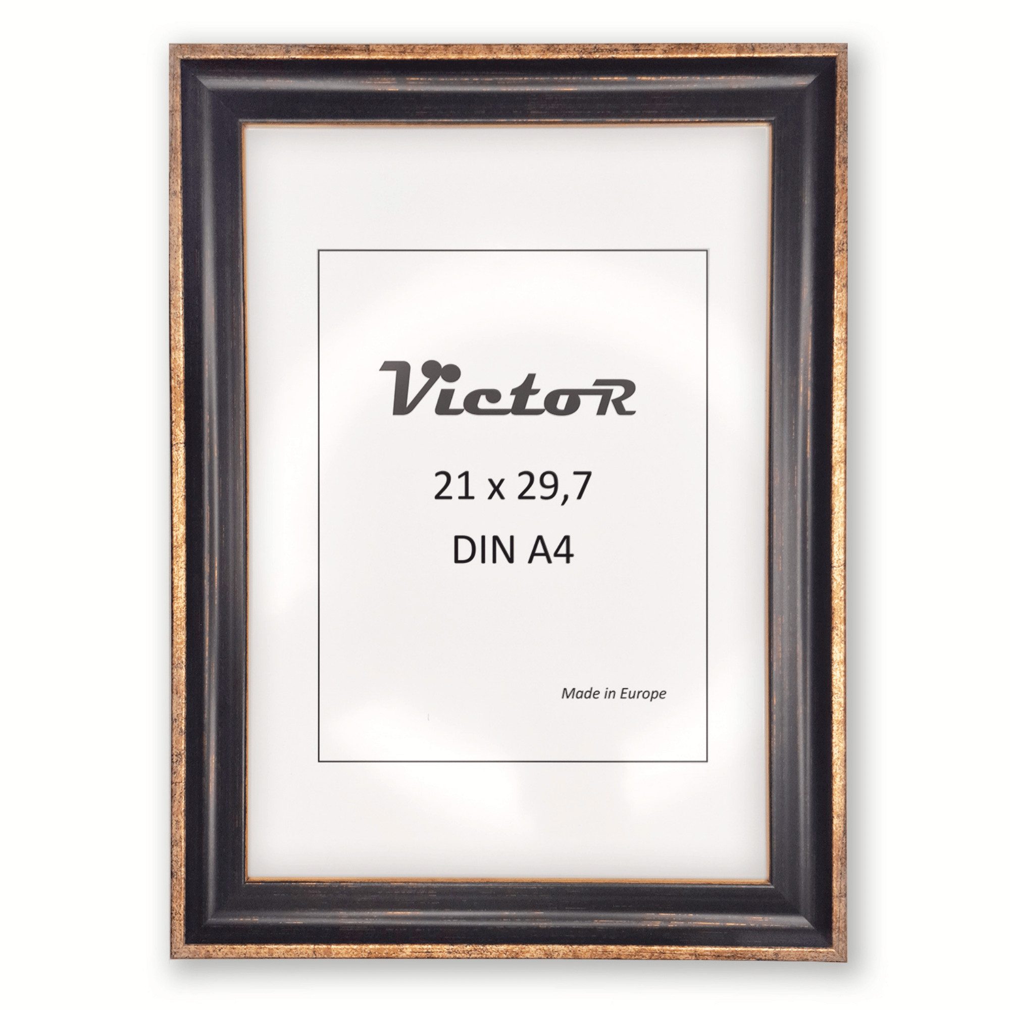 Victor (Zenith) Bilderrahmen Pablo, Bilderrahmen Schwarz Gold 21x30 cm A4, günstig online kaufen