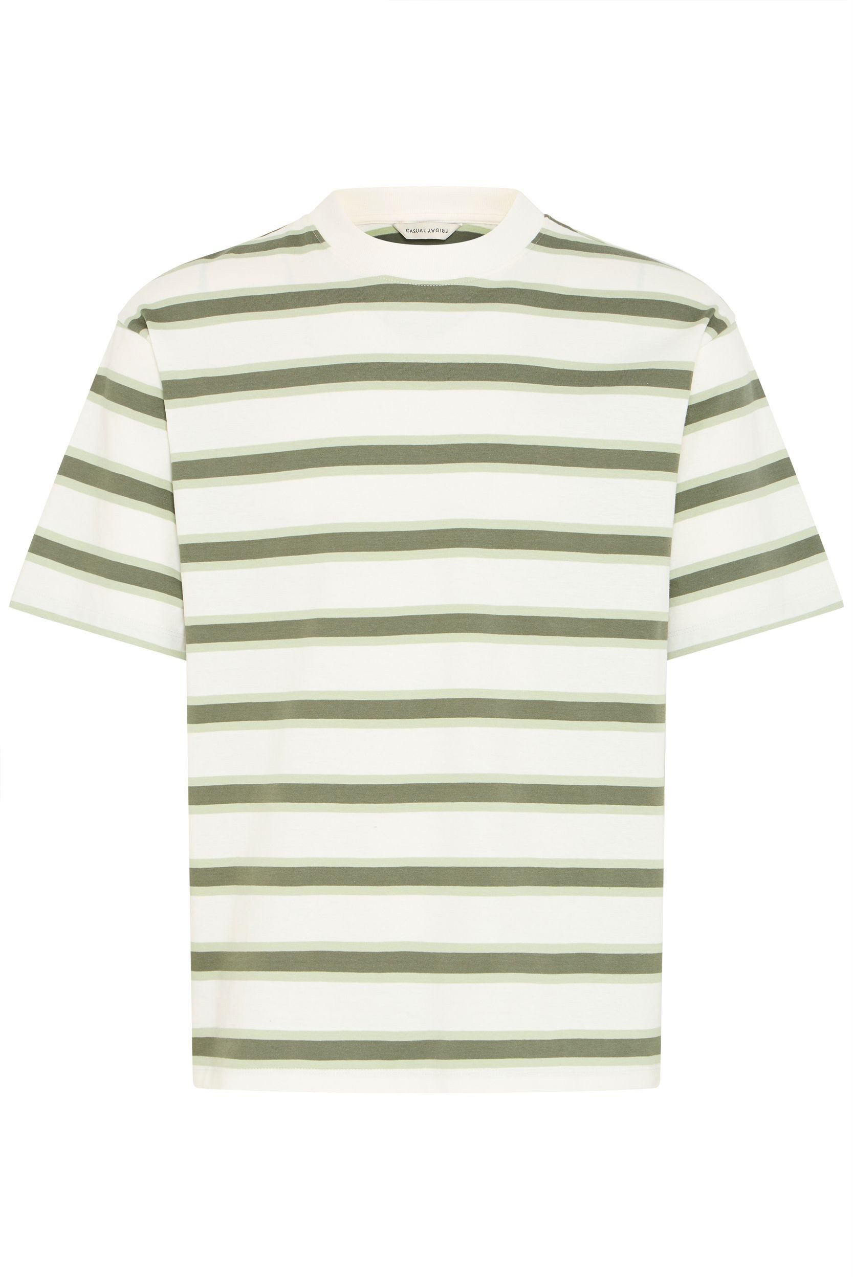 Casual Friday T-Shirt Gestreiftes Design Rundhalsausschnitt Kurzarm Regular Fit für Herren (1-tlg) Baumwolle Normal Fit Rundhals Kurzarm Gestreift atmungsaktiv