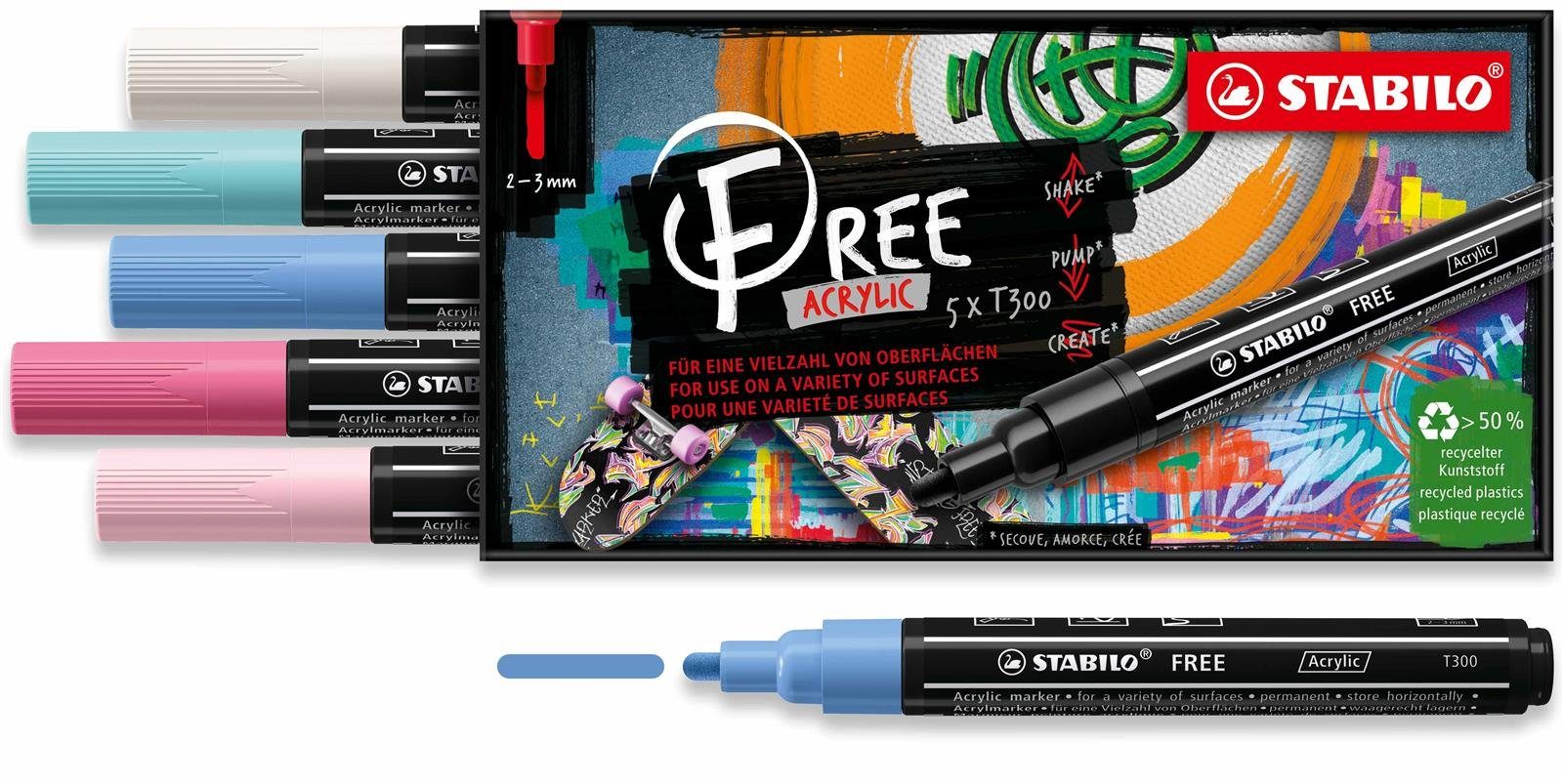 Candy Pack - - 2-3 Acrylmarker Acrylic STABILO - 5er T300 STABILO Lackmarker FREE mm