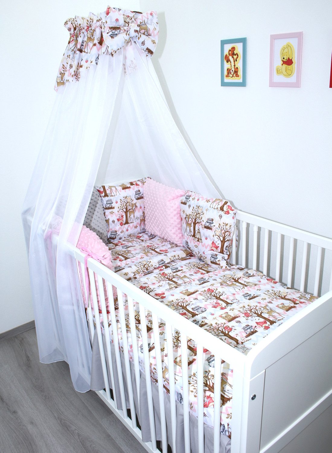 Babybettwäsche Bettwäsche Bettset MINKY - 6 x Kissen -6t -Nestchen Chiffon Himmel