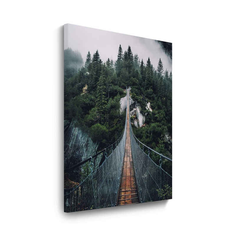 WallSpirit Leinwandbild "Die Hängebrücke" - XXL Wandbild, Leinwandbild geeignet für alle Wohnbereiche