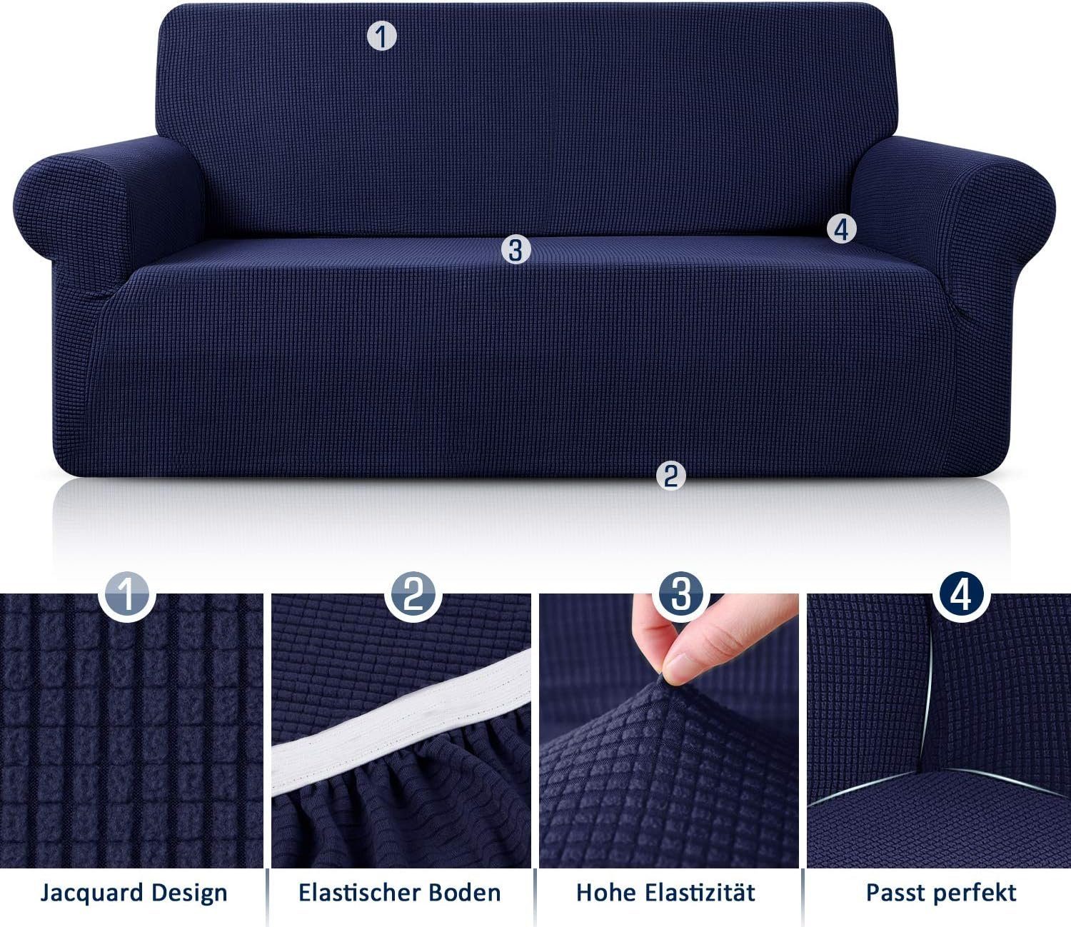 Sofabezug Super Stretch Couchbezug Universal Jormftte Sofabezug für Dunkelblau Sofahusse, 1 Stück