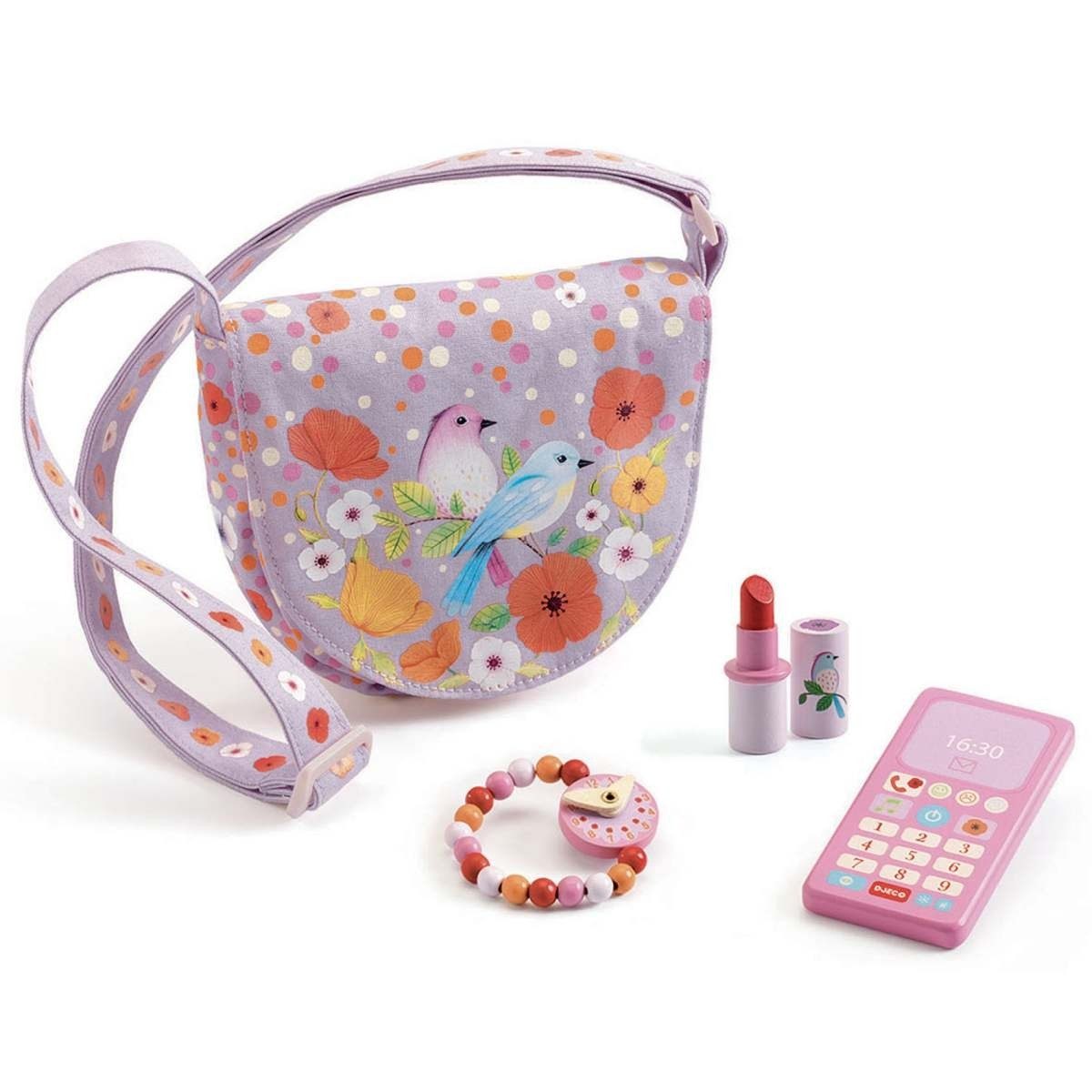 DJECO Spiel Birdie's Tasche mit Zubehör Spielset für Kinder, Birdie's Tasche mit Zubehör, Spielset