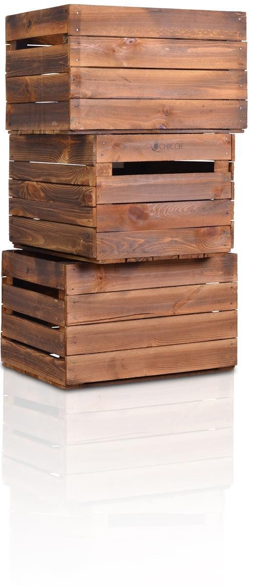 CHICCIE Holzkiste Regale Dunkel Geflammt 50x40x30cm günstig online kaufen