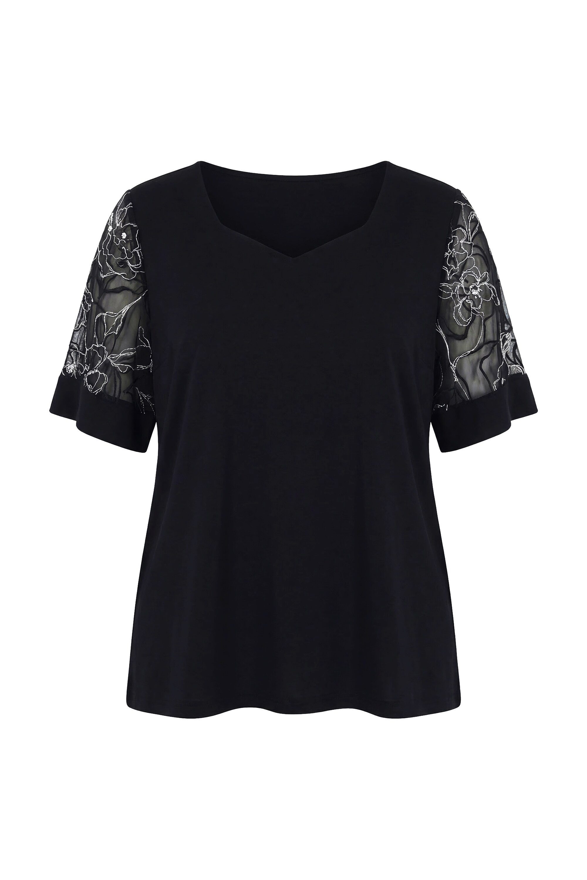 T-Shirt Punto-T-Shirt A-Linie Herzausschnitt