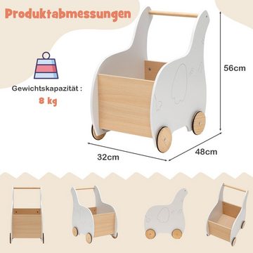 COSTWAY Lauflernwagen 2 in 1 Spielzeugkiste, aus Holz, mit 4 Rädern