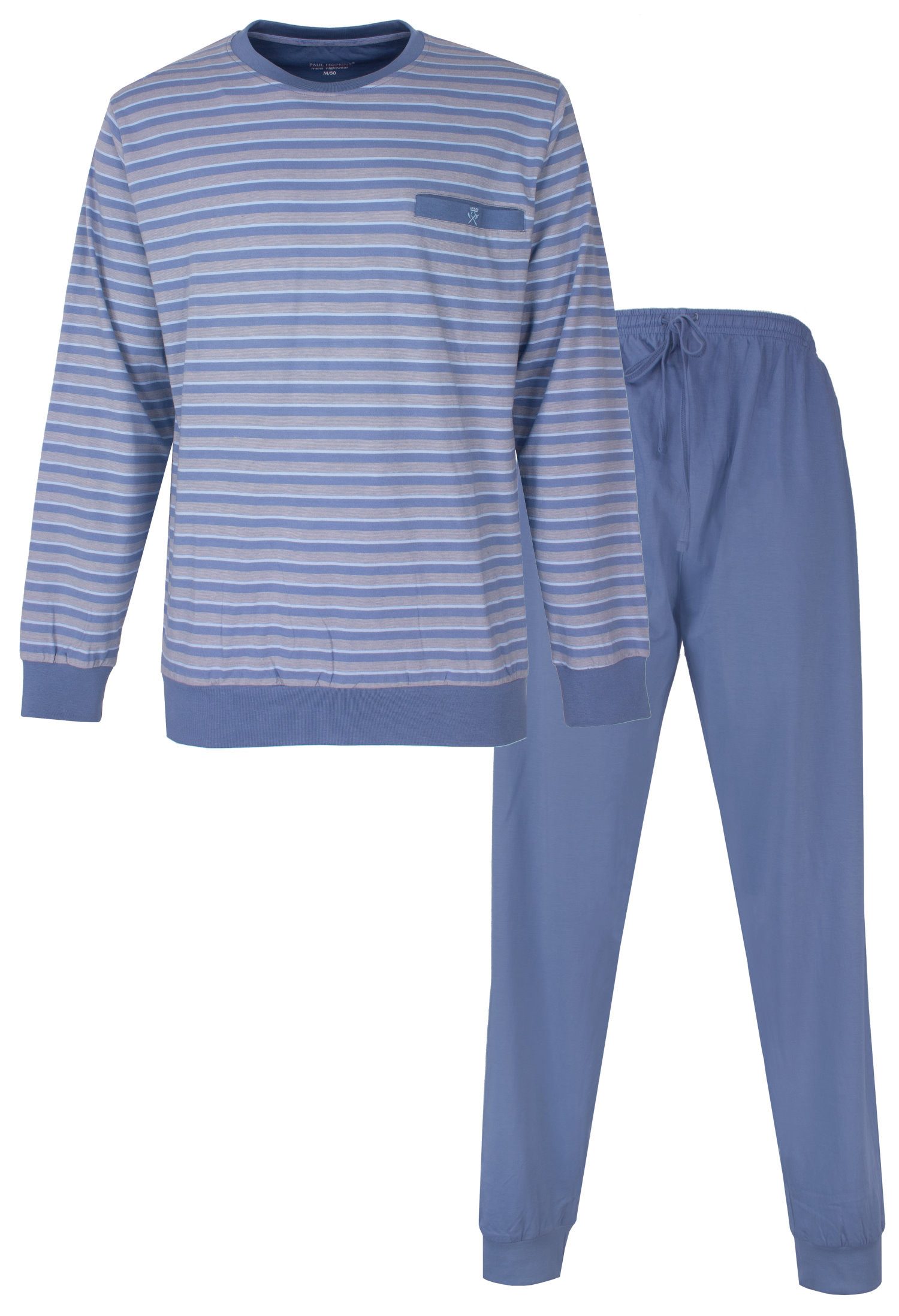 Paul Hopkins Schlafanzug Herren Pyjama mit Bündchen (2 tlg) Baumwolle