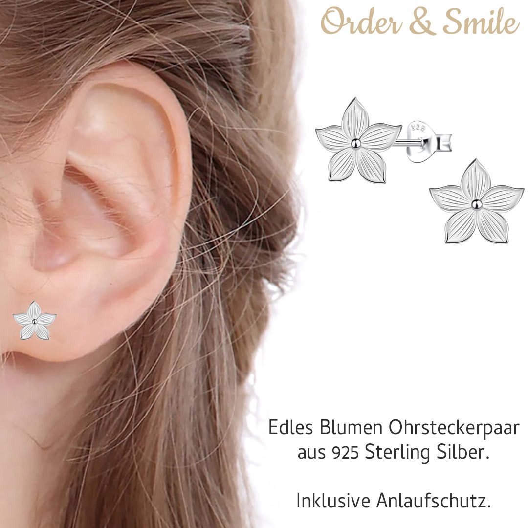 Order & Smile Schmuck Paar Ohrstecker Ohrringe Stecker Blumen Silber 925 – Bild 2 von 2