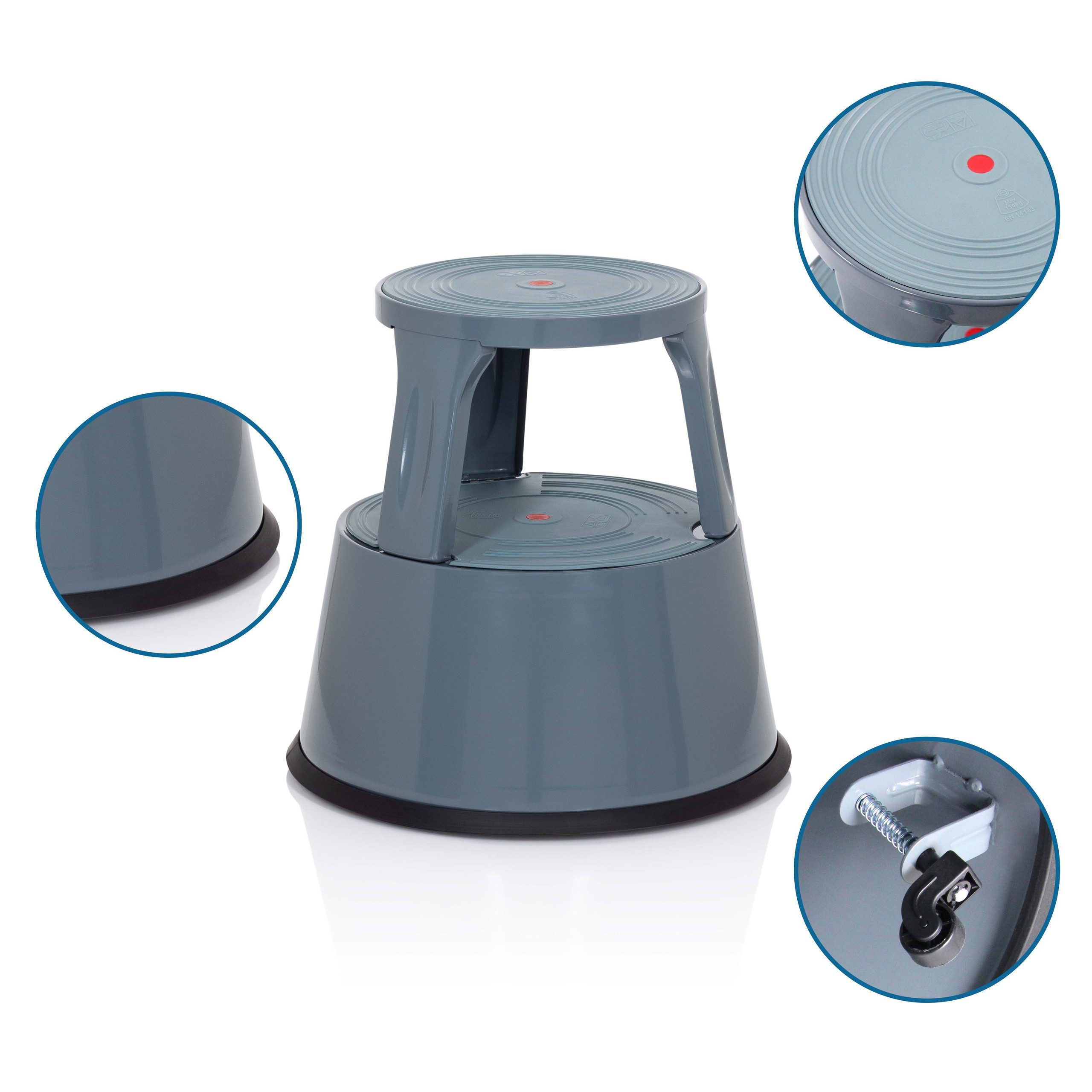 hjh OFFICE Tritthocker Tritthocker TIO-M II Metall, Kunststoff, Rollhocker