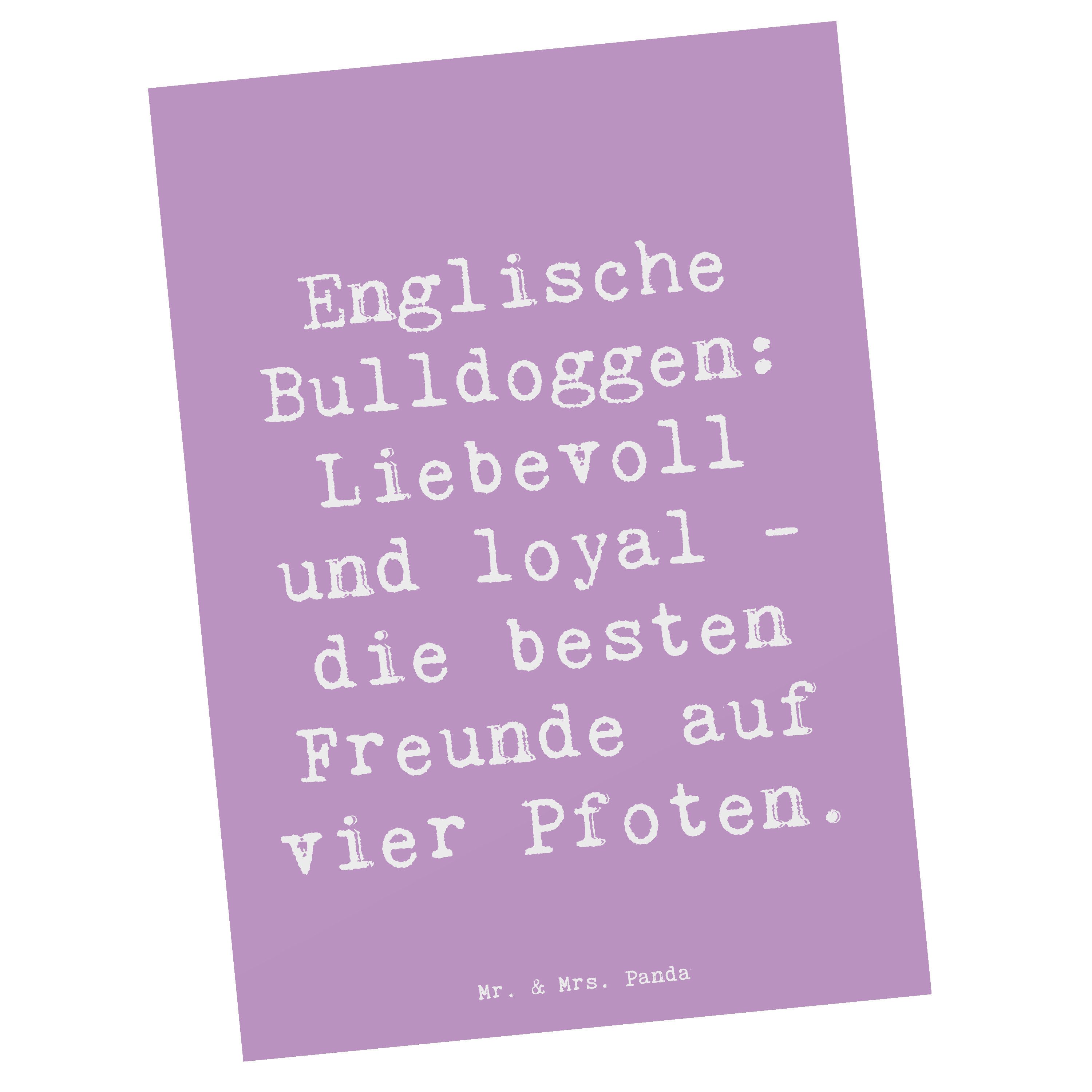 Mr. & Mrs. Panda Postkarte Spruch Englische Bulldogge Freunde, Postkarte, Lavendeltraum, beste F
