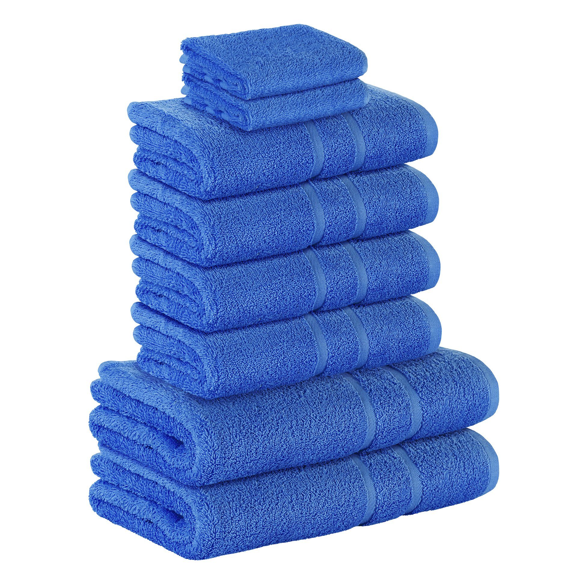 StickandShine Handtuch Set 2x Gästehandtuch 4x Handtücher 2x Duschtücher als SET in verschiedenen Farben (8 Teilig) 100% Baumwolle 500 GSM Frottee 8er Handtuch Pack, 100% Baumwolle 500 GSM Blau
