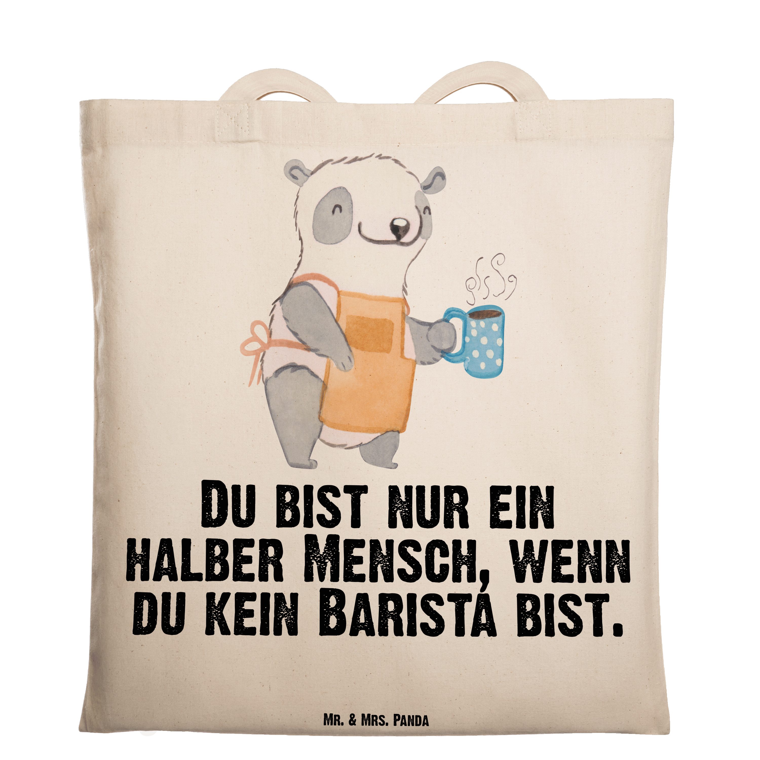 Mr. & Mrs. Panda Tragetasche Barista mit Herz - Transparent - Geschenk, Eröffnung Cafe, Beuteltasc (1-tlg)