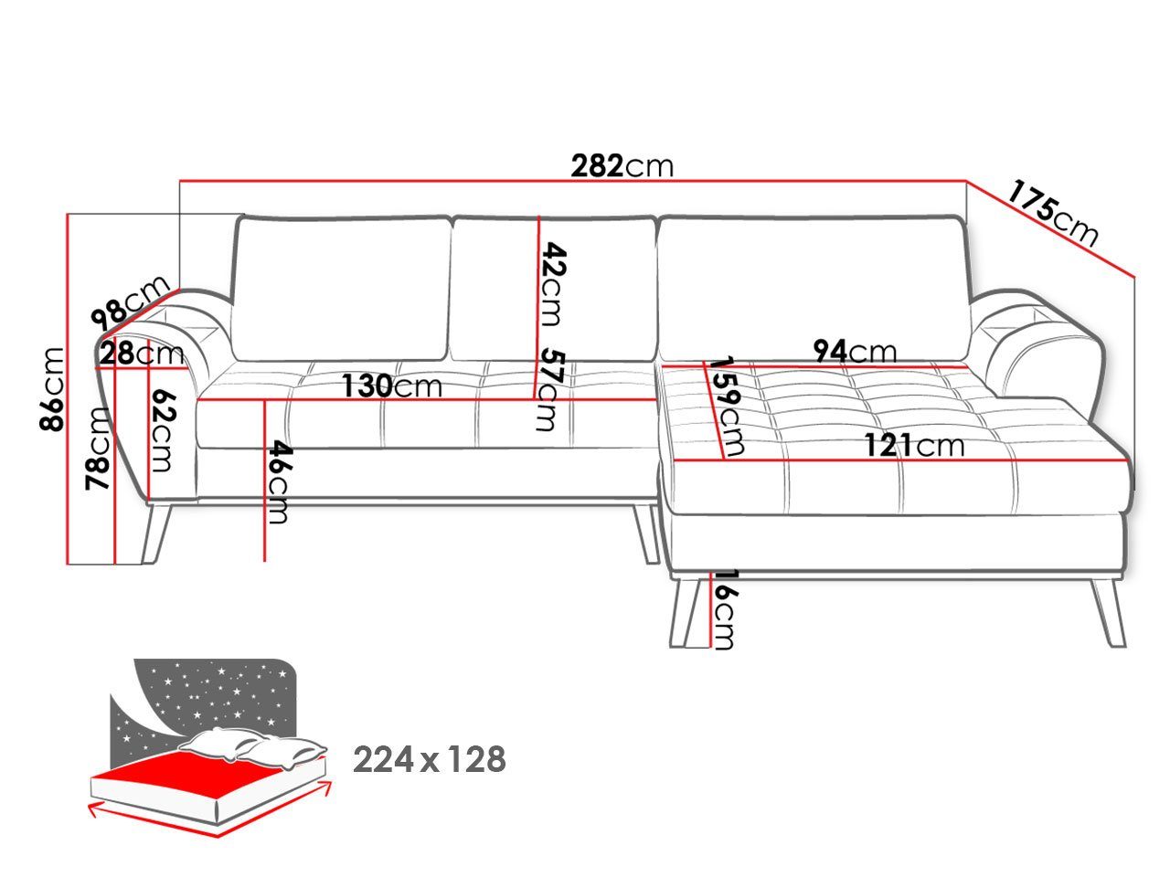 MIRJAN24 Polsterecke, Evolution Ecksofa 19 Ausziehbar und mit Schlaffunktion L-Form Bettkasten, Nubo,