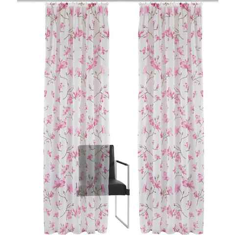 Gardine Orchidee, my home, Kräuselband (1 St), transparent, Voile, Transparent, Voile, Polyester