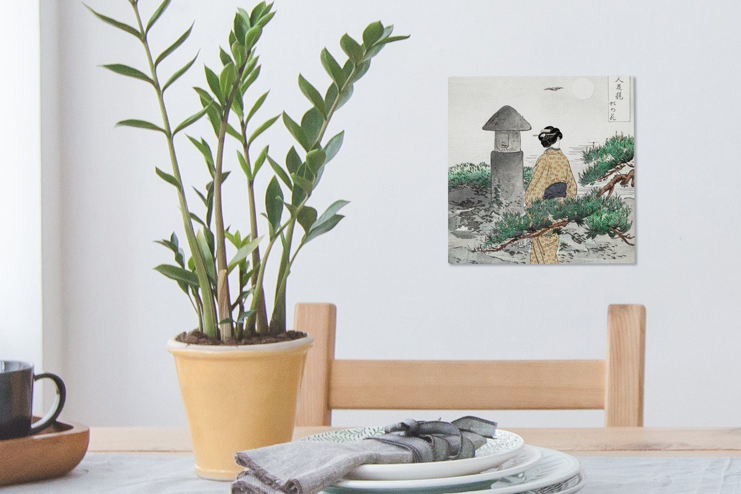 OneMillionCanvasses® Leinwandbild Frau Bilder - (1 Schlafzimmer Leinwand - Japanisch, Baum Kimono - St), für Wohnzimmer
