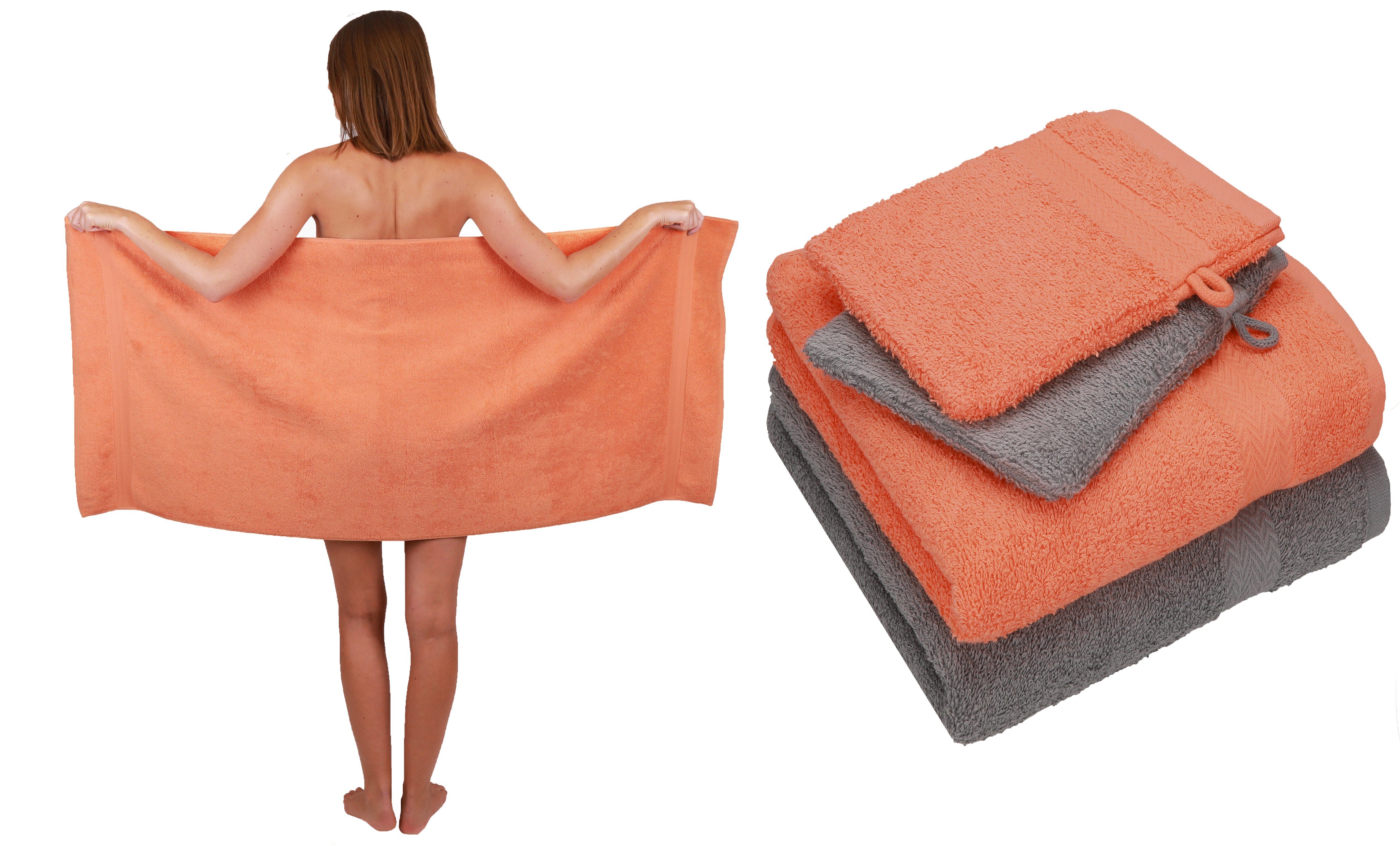 Betz Handtuch Set Betz 5 TLG. Handtuch Set Single Pack 100% Baumwolle 1 Duschtuch 2 Handtücher 2 Waschhandschuhe, Baumwolle, (5-tlg) orange