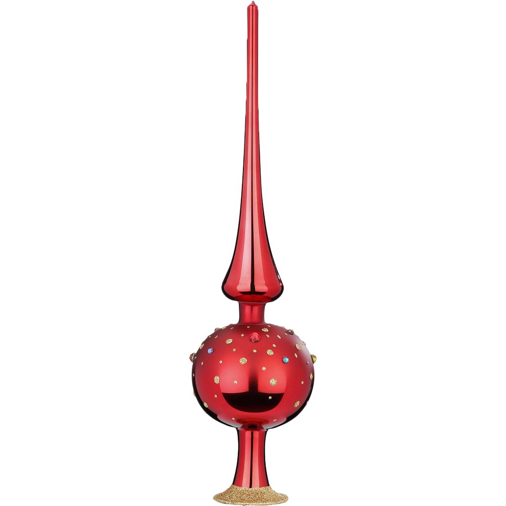 rot glanz (1-tlg), Ø8cm Christbaumspitze 33cm INGE-GLAS® x Funkelndes handbemalt mundgeblasen, Fest,