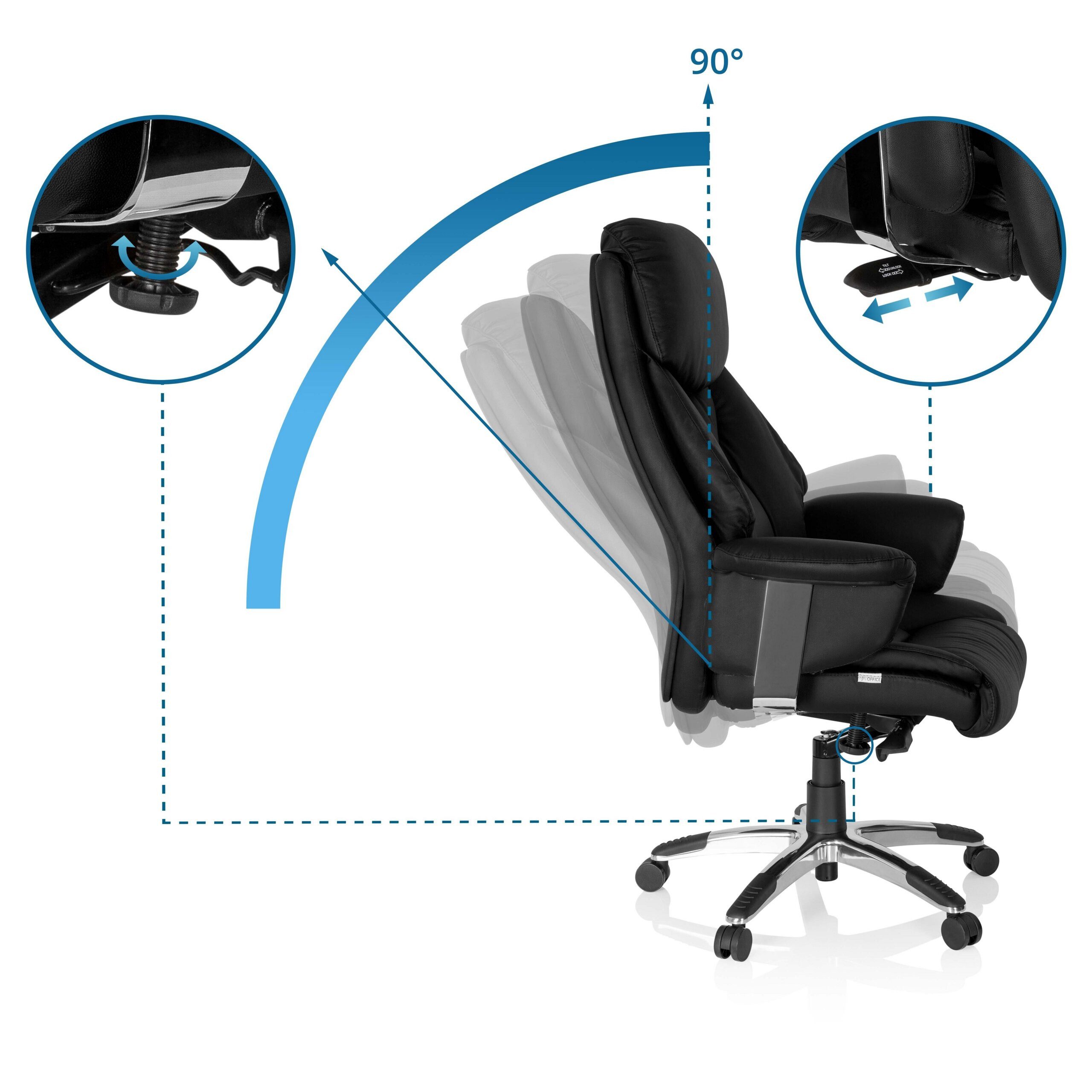 hjh OFFICE Drehstuhl Luxus Chefsessel Prado Leder mit Armlehnen (1 St), Profi Bürostuhl Schreibtischstuhl ergonomisch
