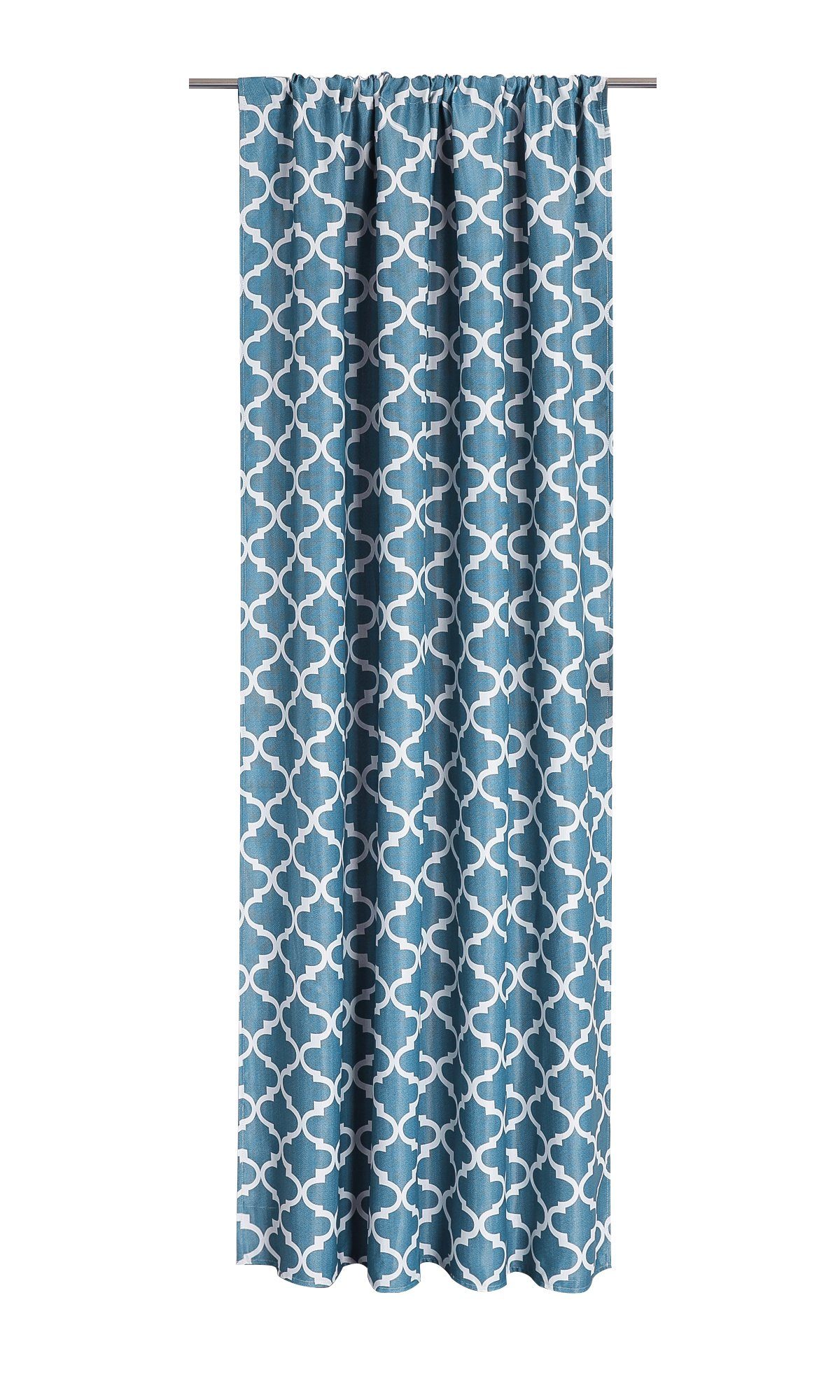 Motiv, Joyswahl, St), einseitiges (1 Barocke Vorhang, dunkelblau vintage Raute Stangendurchzug